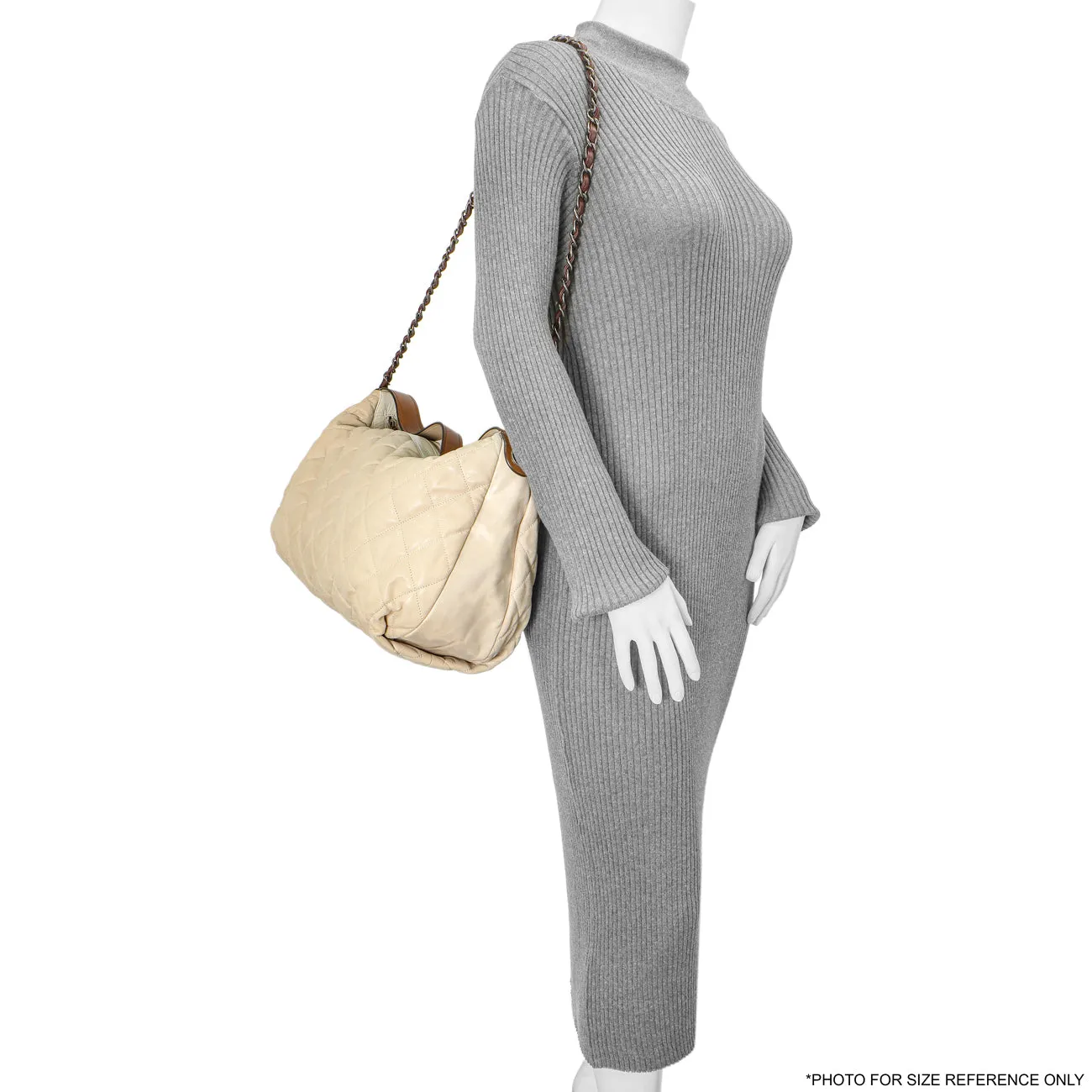 Chanel Beige Quilted Iridescent Calfskin Coco Daily