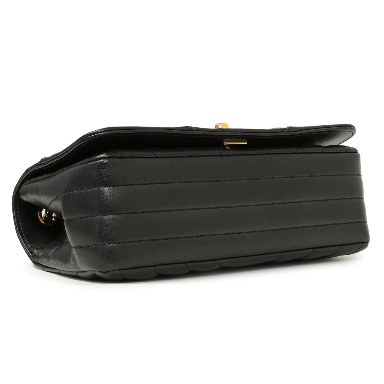 Chanel Black Chevron Quilted Calfskin Mini Statement Flap