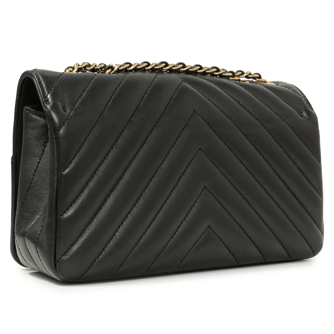Chanel Black Chevron Quilted Calfskin Mini Statement Flap