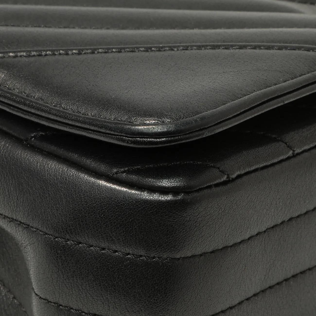 Chanel Black Chevron Quilted Calfskin Mini Statement Flap