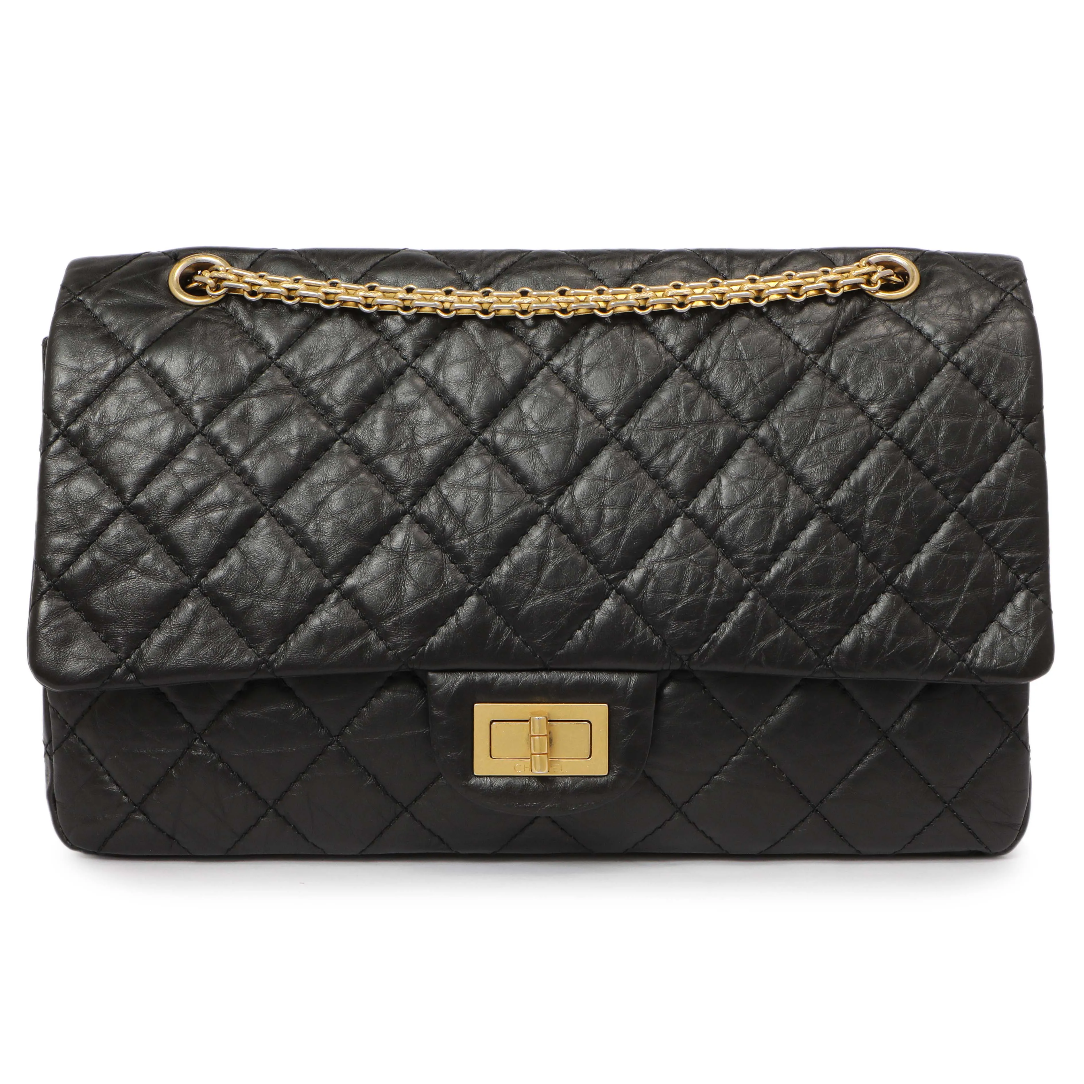 Chanel Black Quilted Aged Calfskin 2.55 Reissue Double Flap 227
