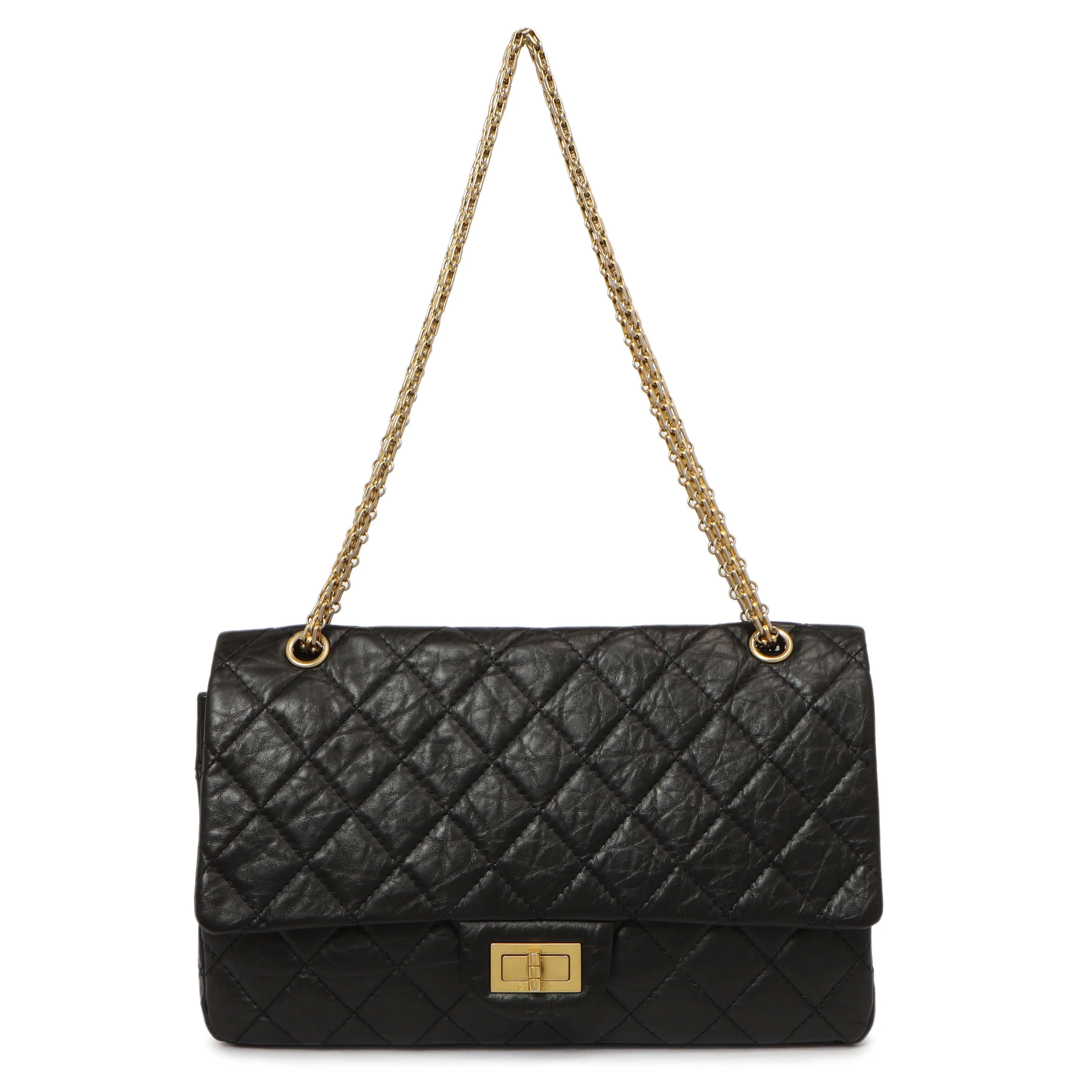 Chanel Black Quilted Aged Calfskin 2.55 Reissue Double Flap 227