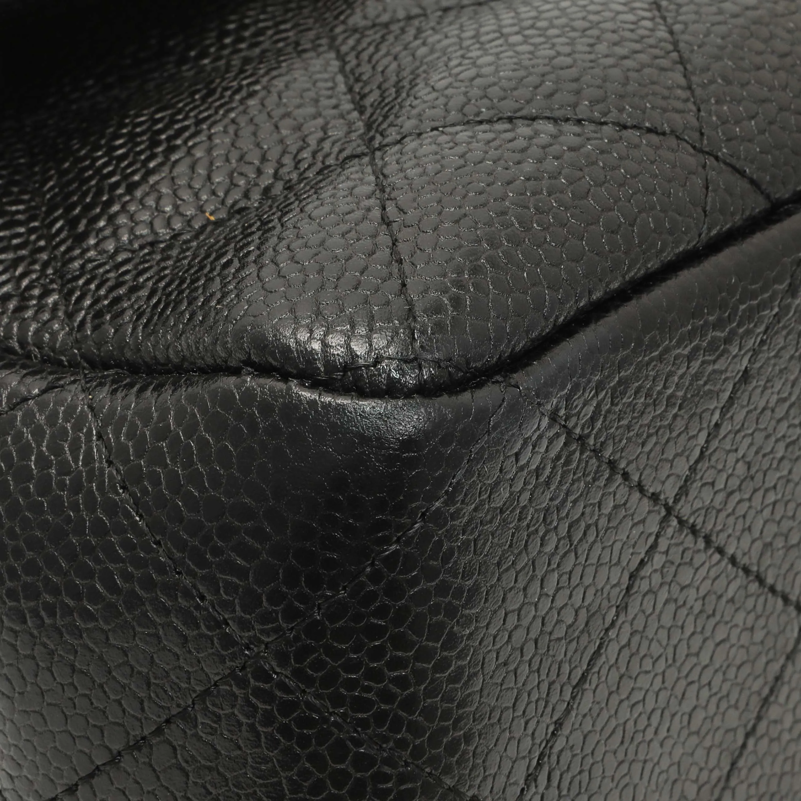 Chanel Black Quilted Caviar Jumbo Single Flap