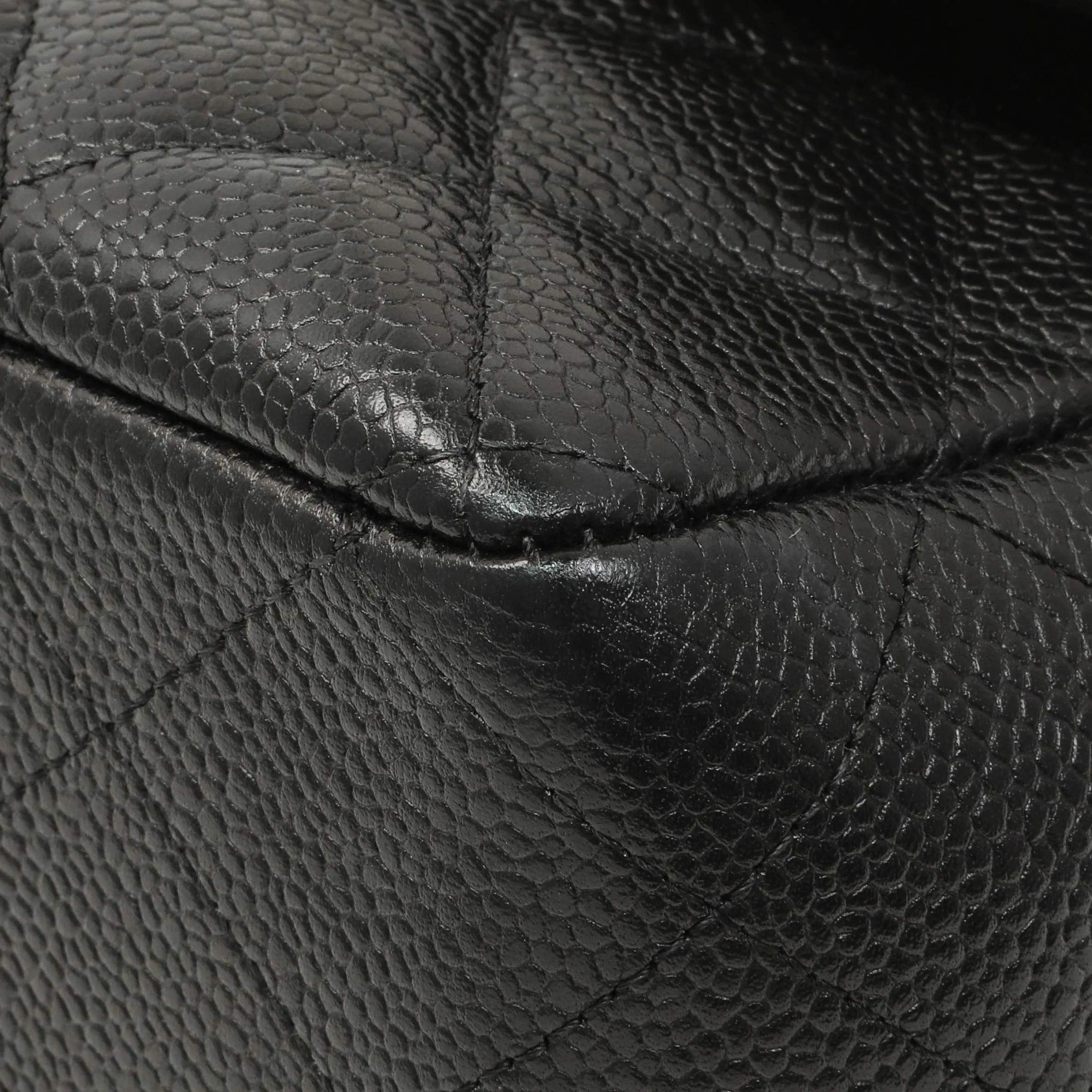 Chanel Black Quilted Caviar Jumbo Single Flap