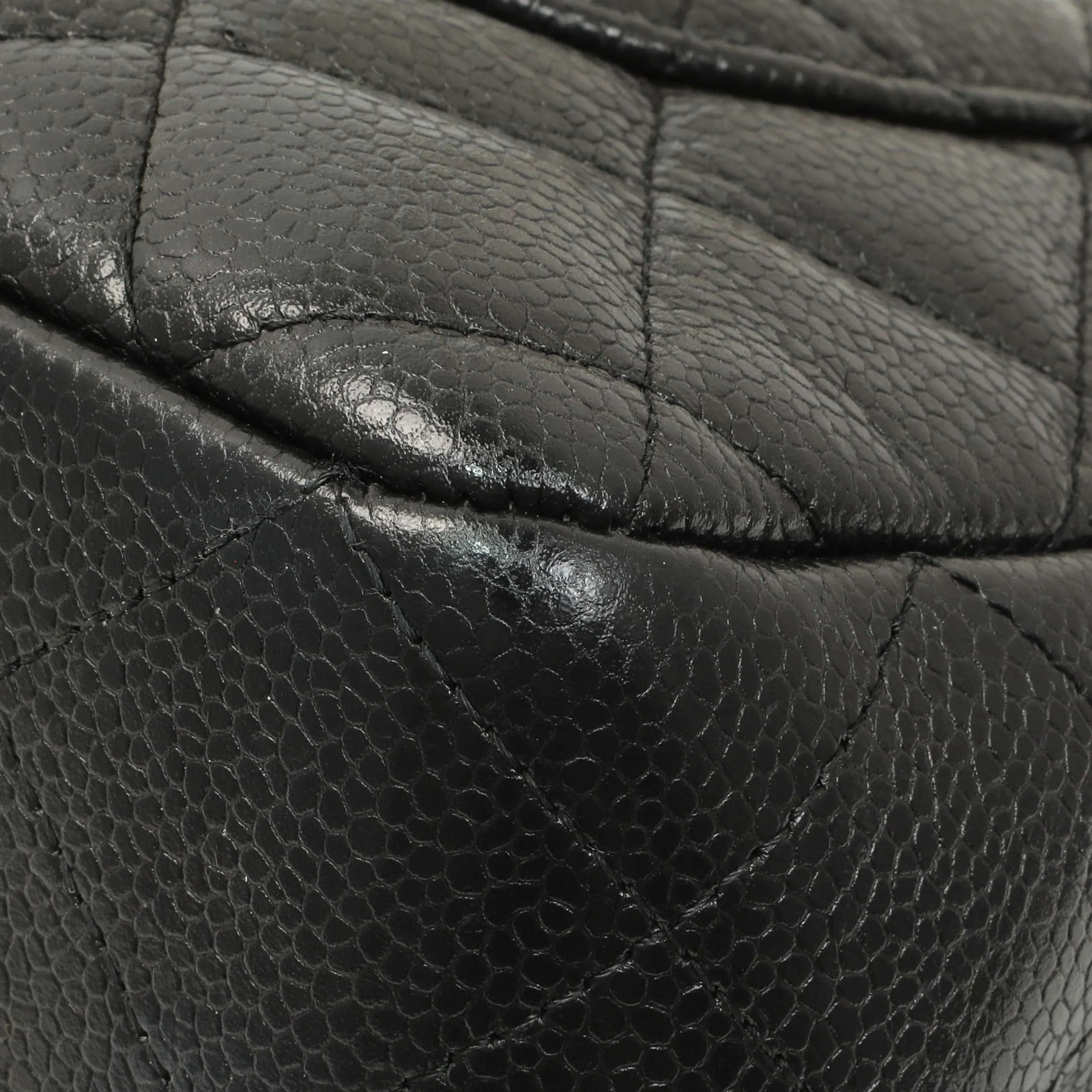 Chanel Black Quilted Caviar Jumbo Single Flap