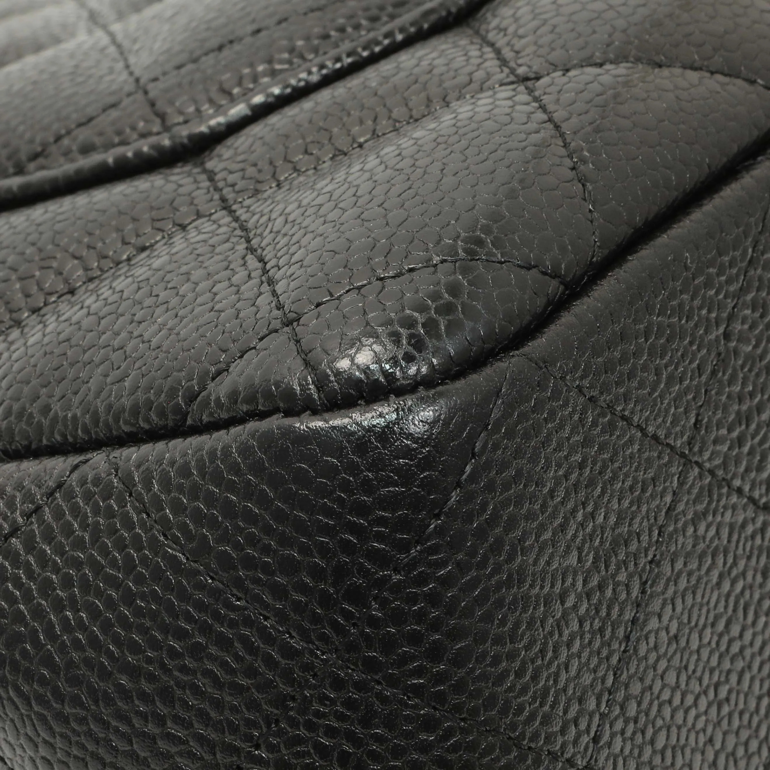 Chanel Black Quilted Caviar Jumbo Single Flap