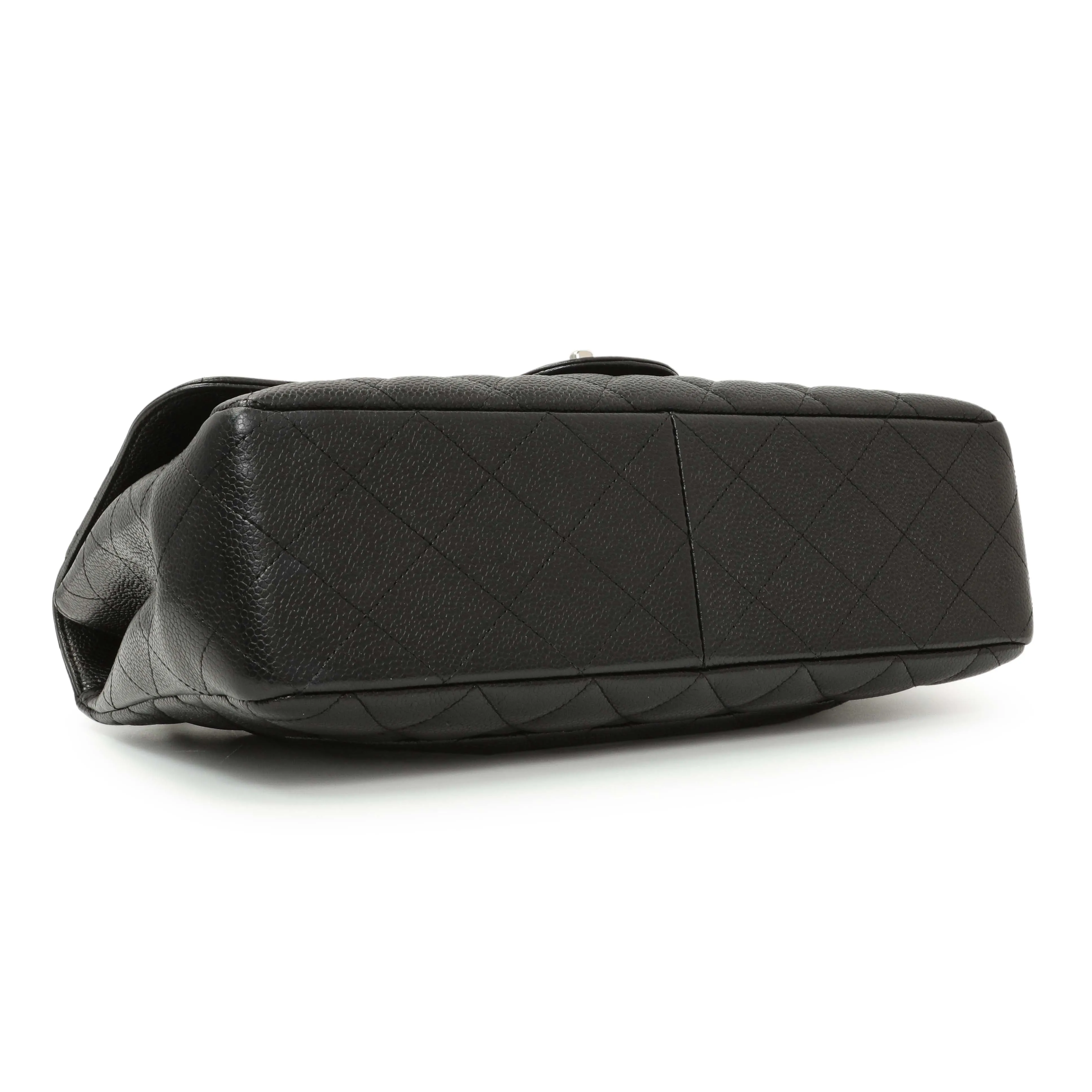 Chanel Black Quilted Caviar Jumbo Single Flap