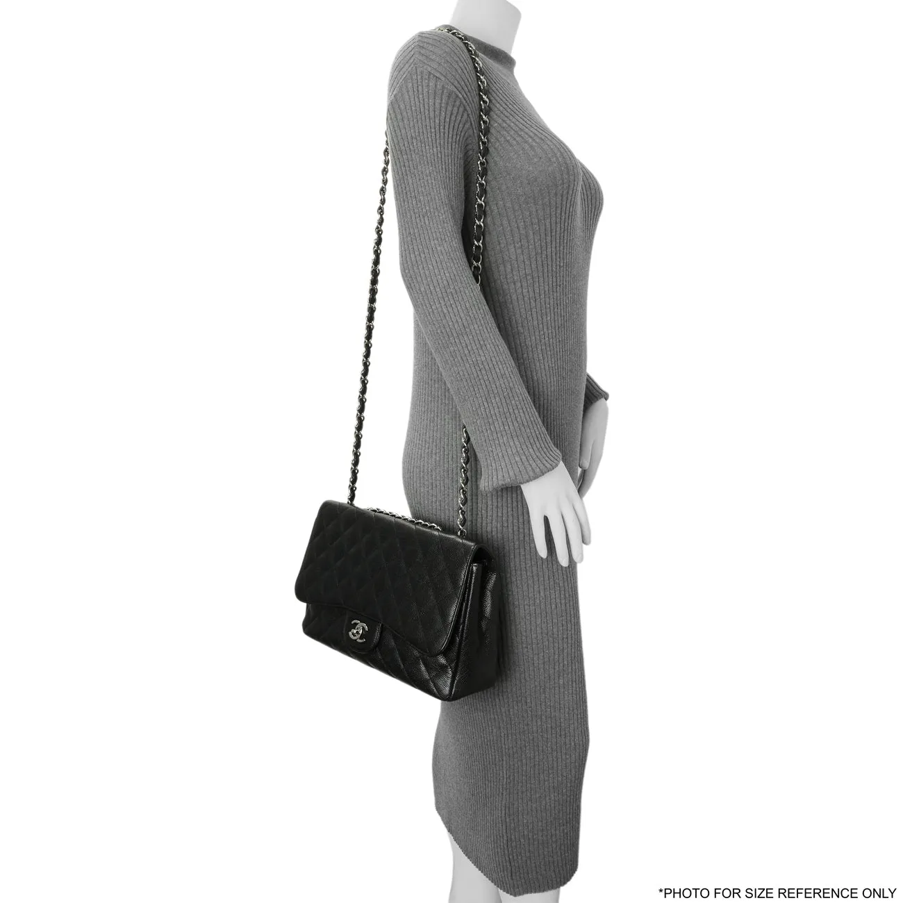 Chanel Black Quilted Caviar Jumbo Single Flap