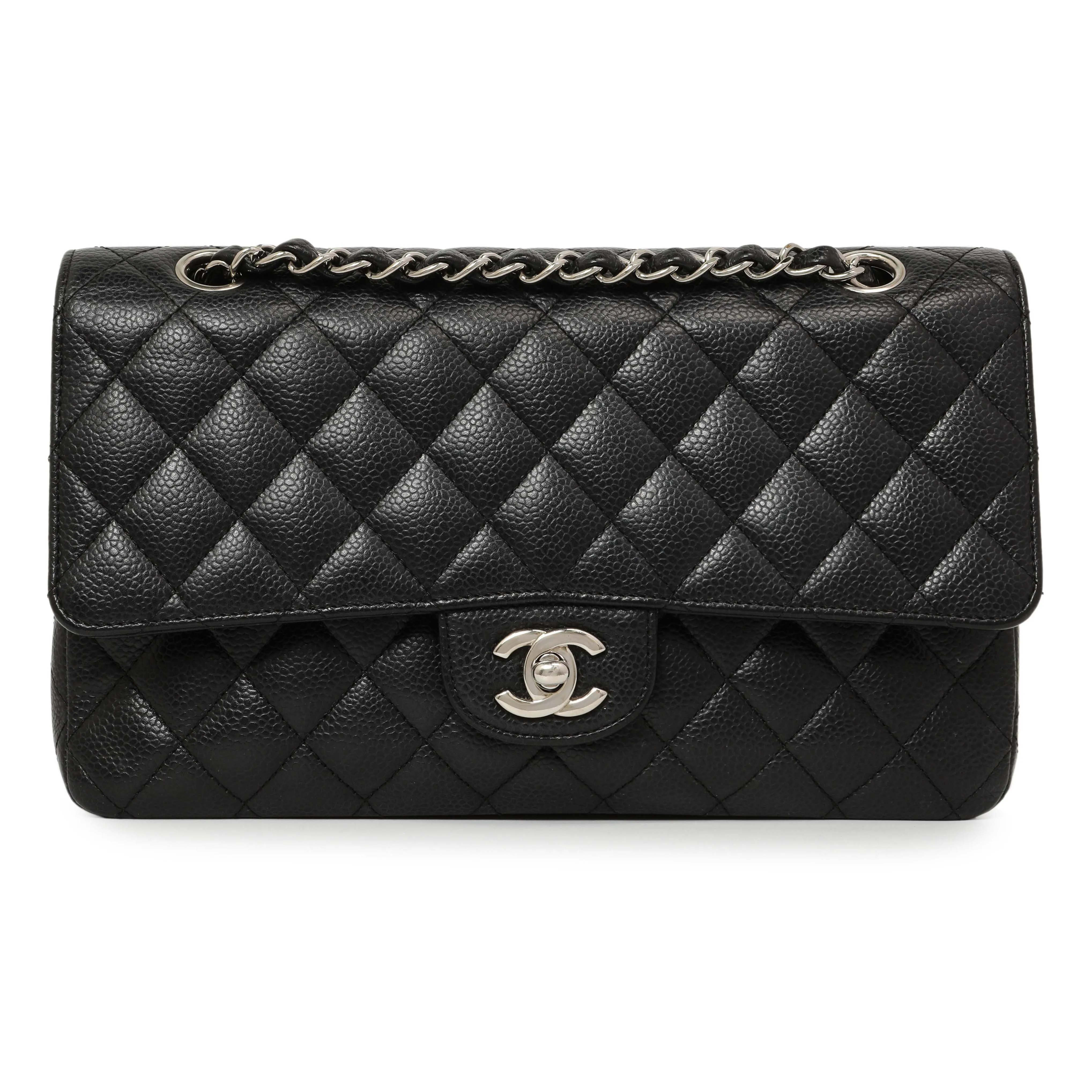 Chanel Black Quilted Caviar Medium Classic Double Flap