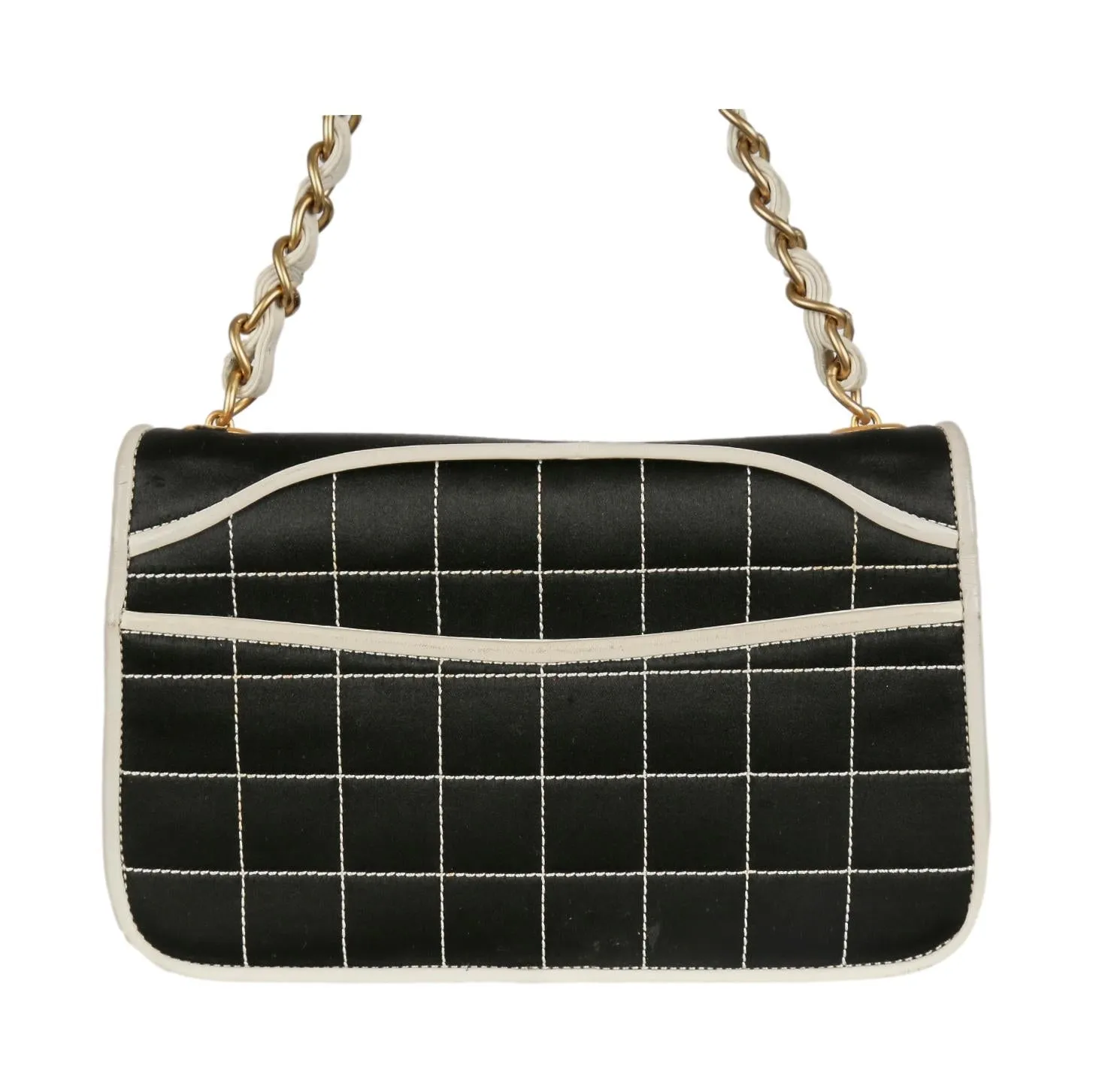 Chanel Black Quilted Satin Chain Shoulder Bag