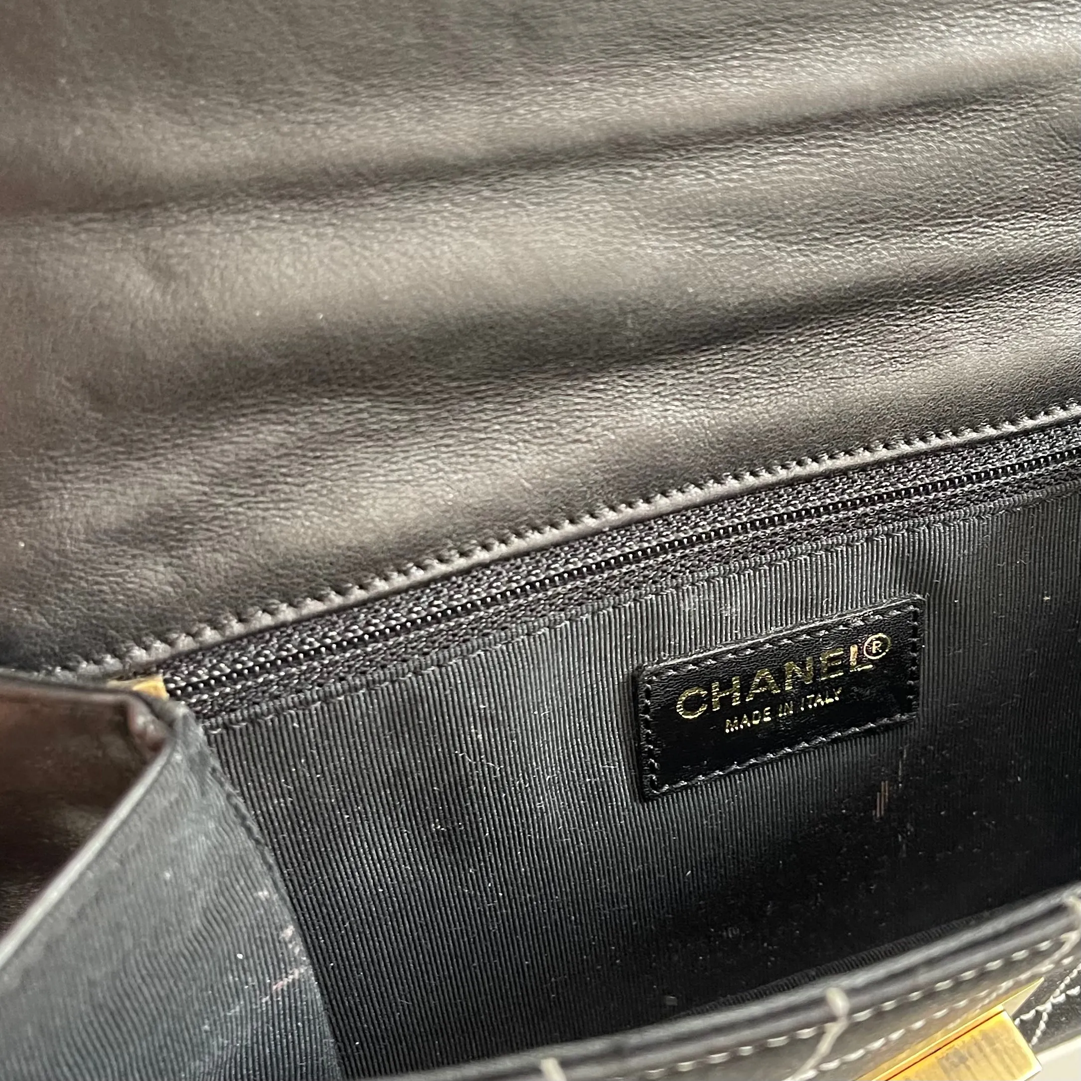 Chanel Black Quilted Satin Chain Shoulder Bag