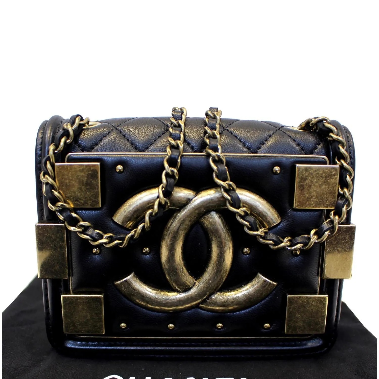 CHANEL Boy Brick Flap Black Leather Shoulder Bag