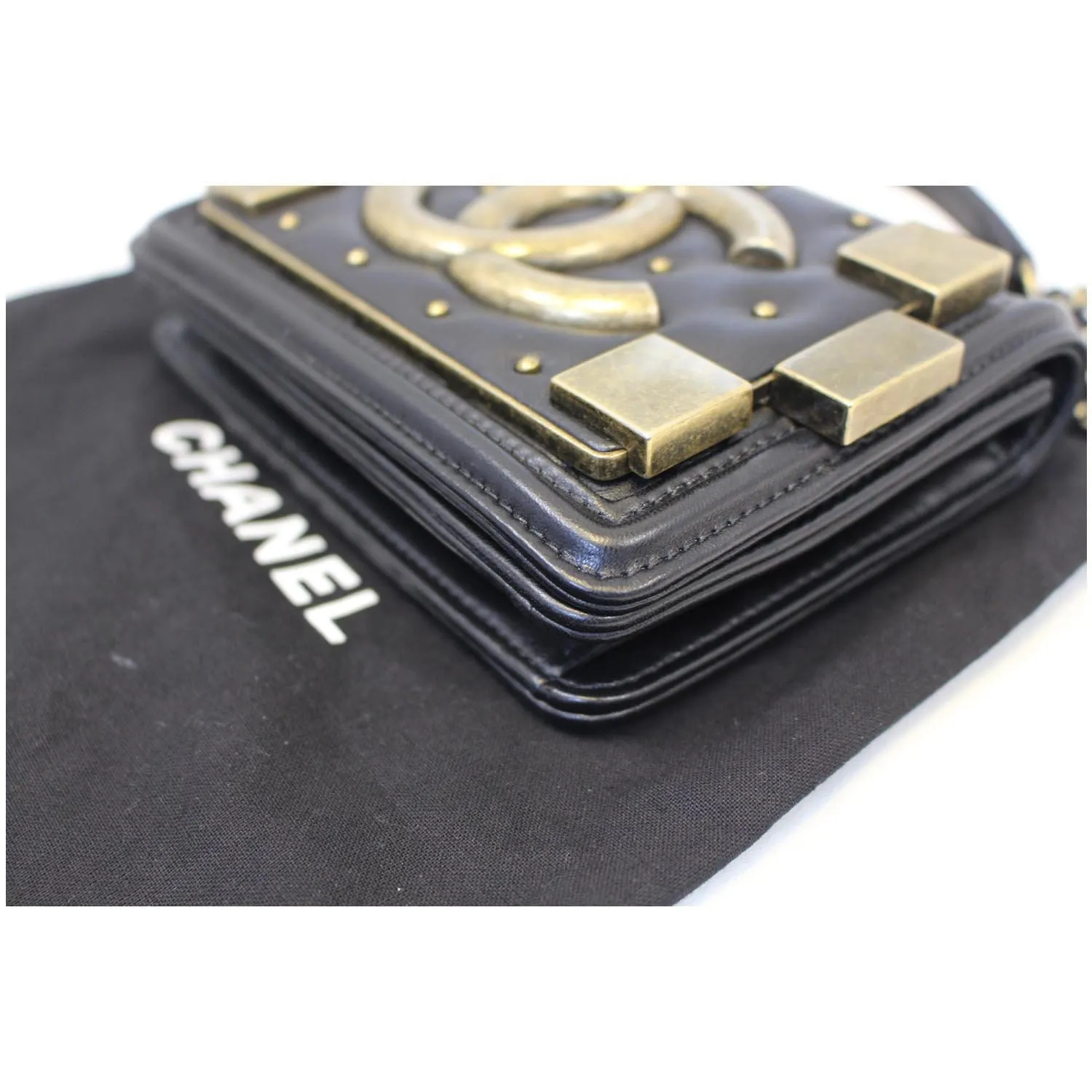 CHANEL Boy Brick Flap Black Leather Shoulder Bag