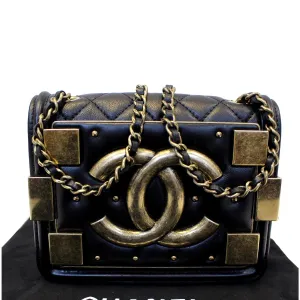 CHANEL Boy Brick Flap Black Leather Shoulder Bag