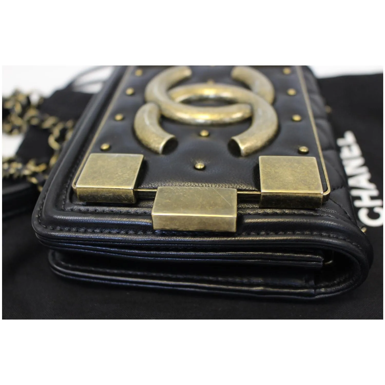 CHANEL Boy Brick Flap Black Leather Shoulder Bag