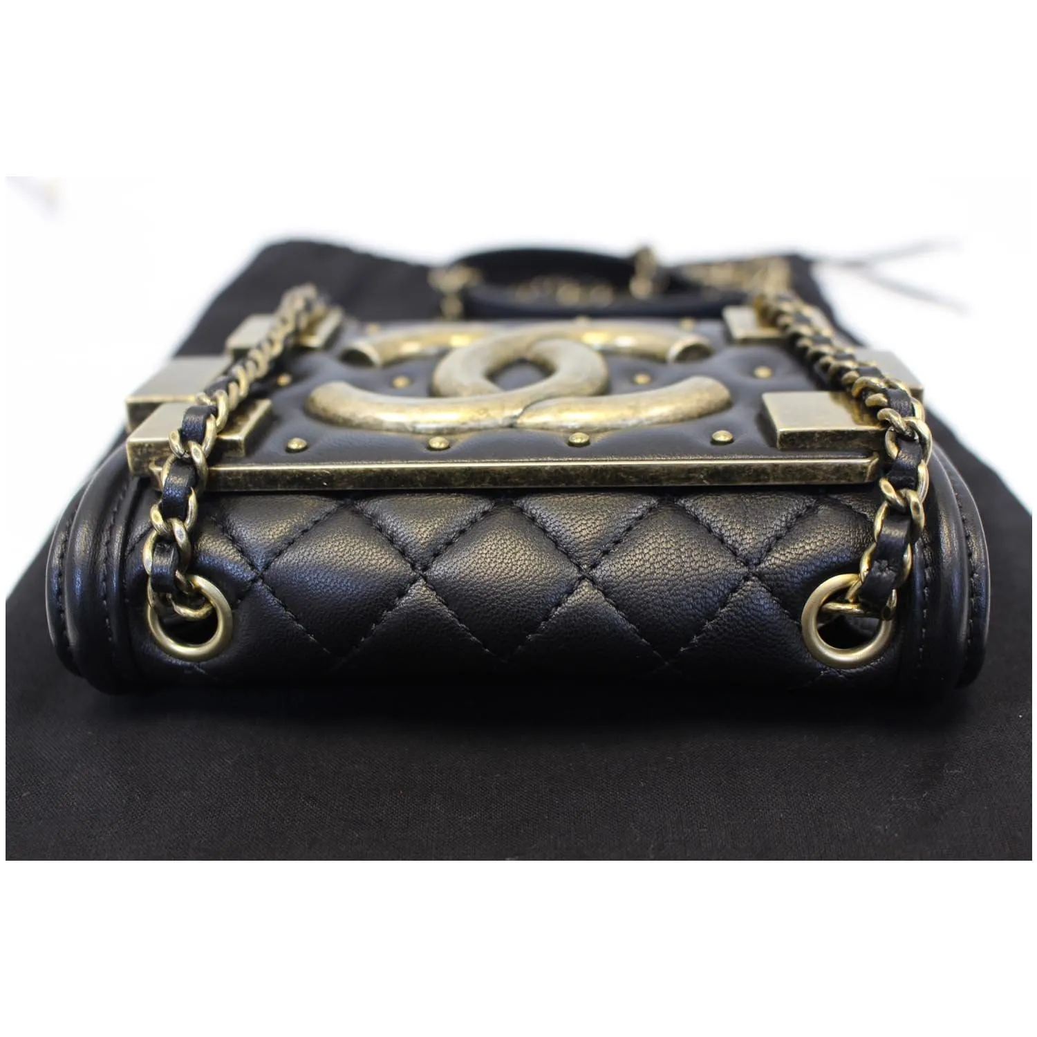 CHANEL Boy Brick Flap Black Leather Shoulder Bag