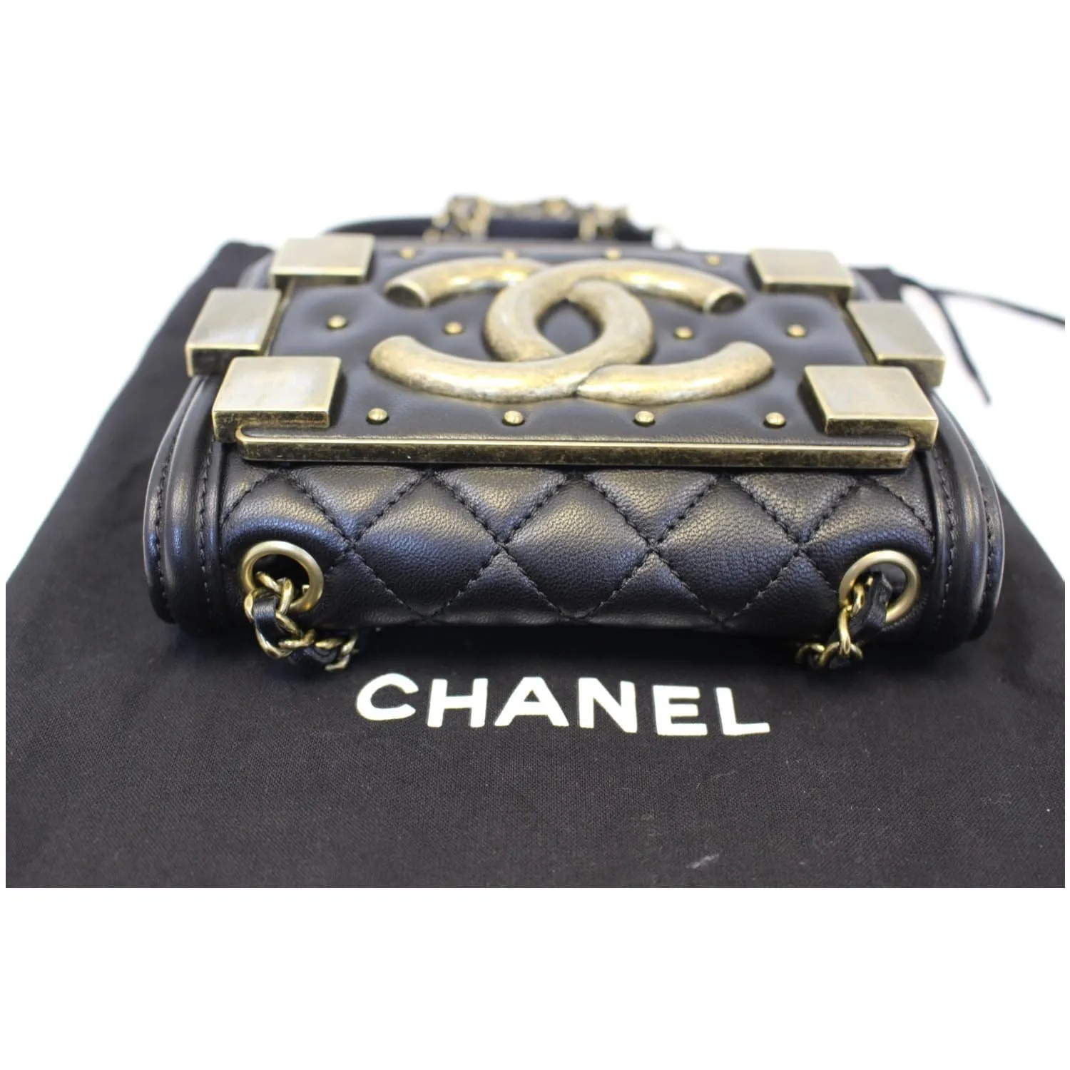 CHANEL Boy Brick Flap Black Leather Shoulder Bag
