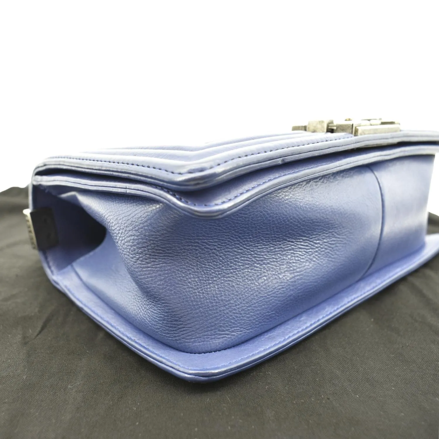 CHANEL Boy Flap Calf Leather Crossbody Bag Blue