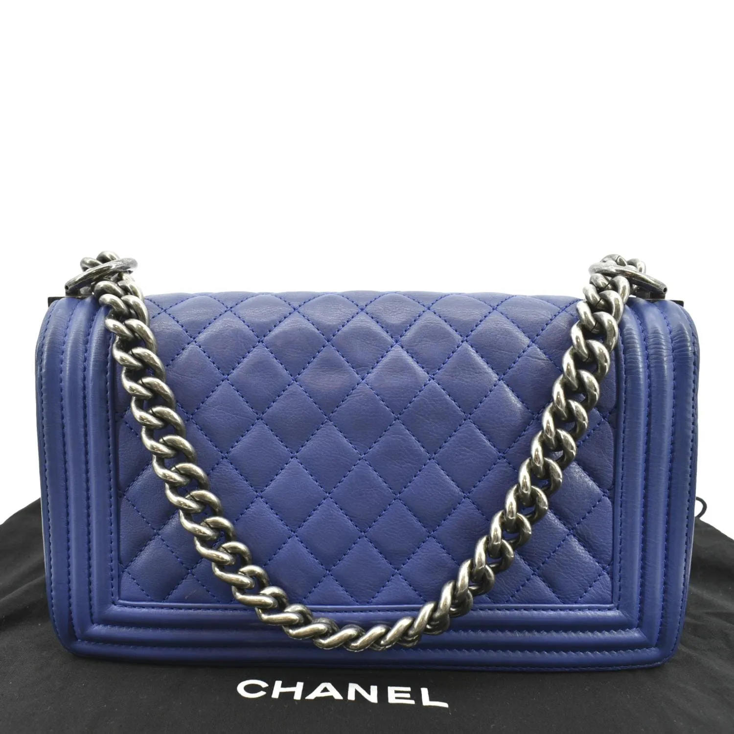 CHANEL Boy Flap Calf Leather Crossbody Bag Blue