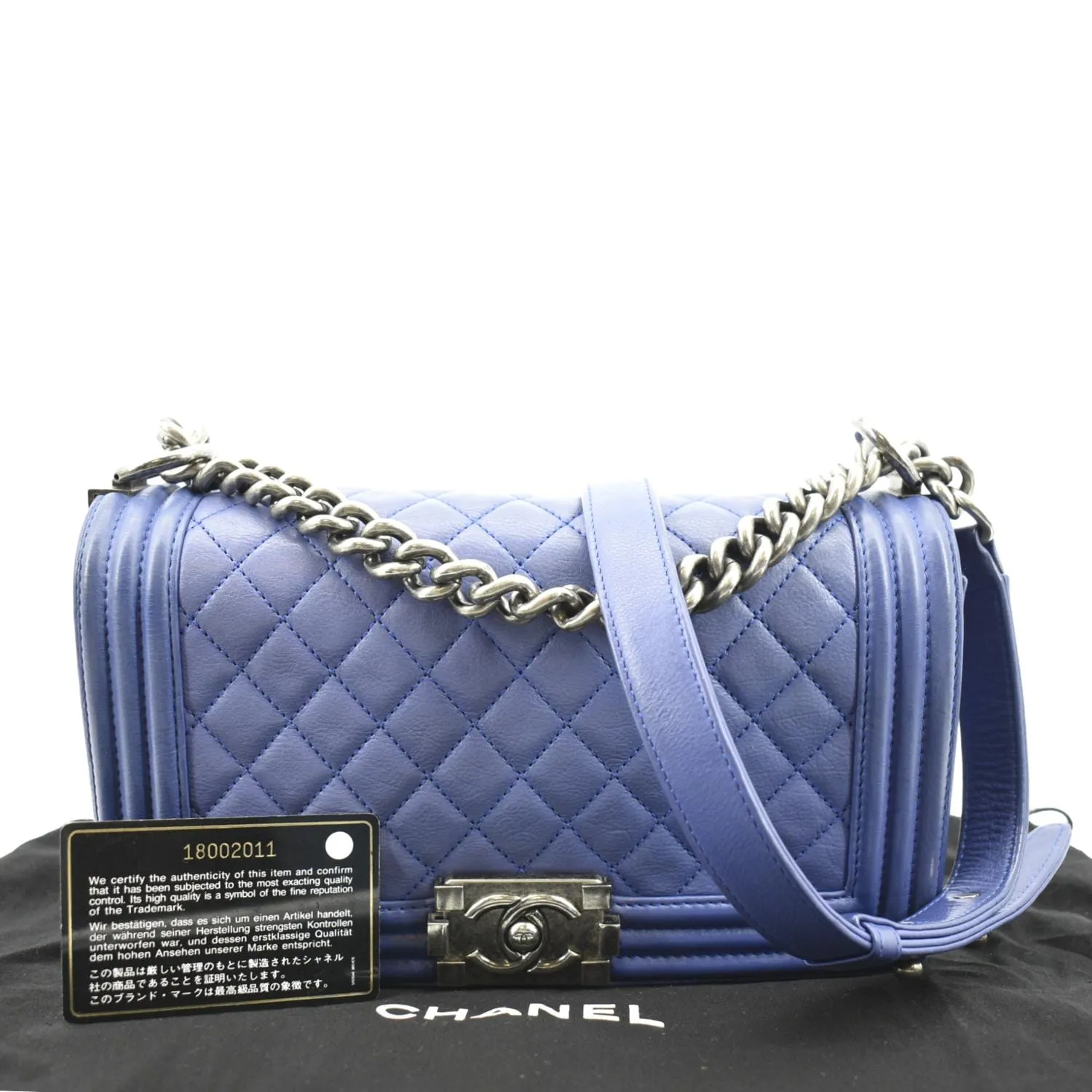 CHANEL Boy Flap Calf Leather Crossbody Bag Blue