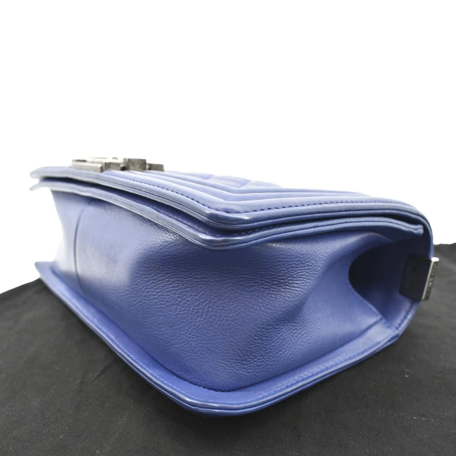 CHANEL Boy Flap Calf Leather Crossbody Bag Blue