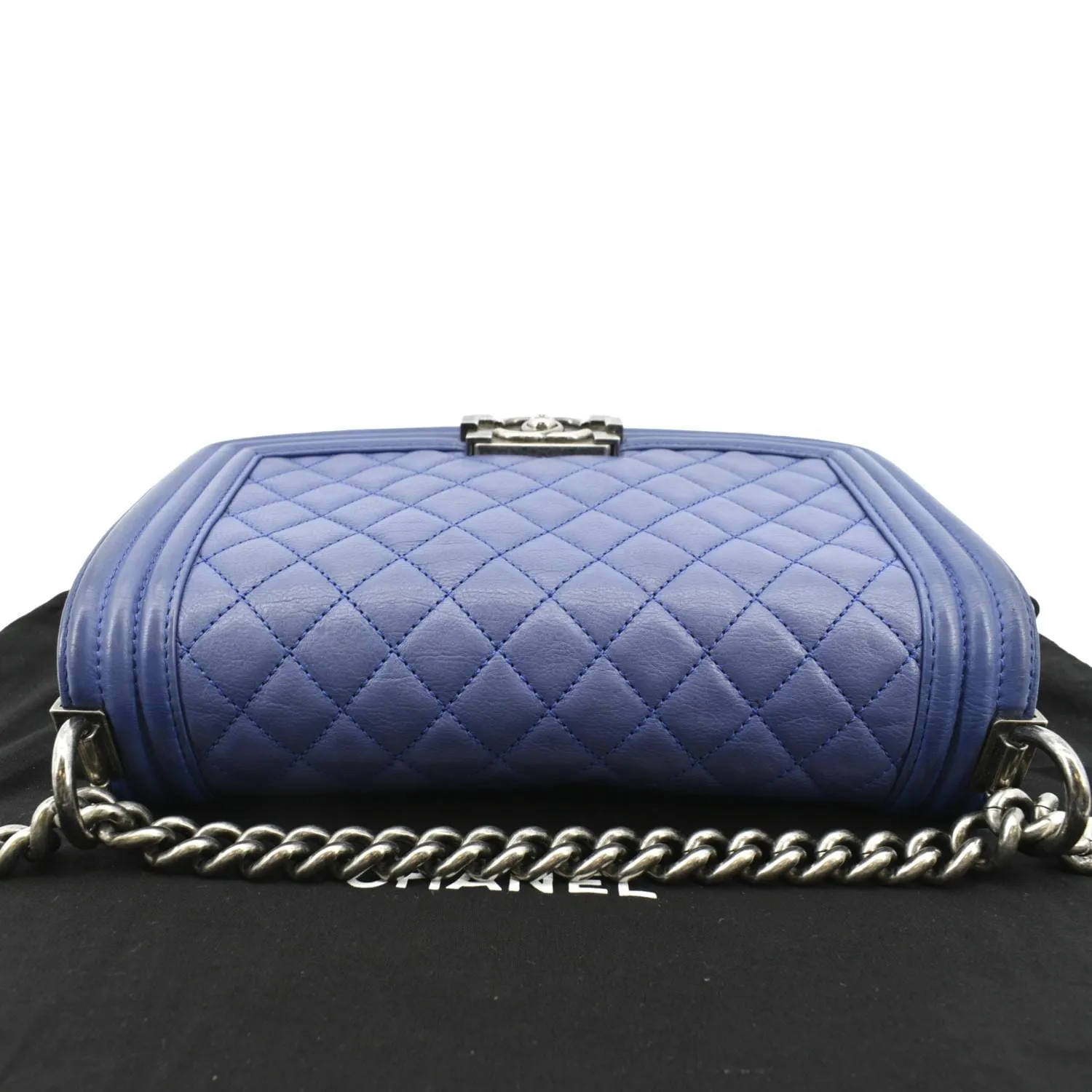 CHANEL Boy Flap Calf Leather Crossbody Bag Blue