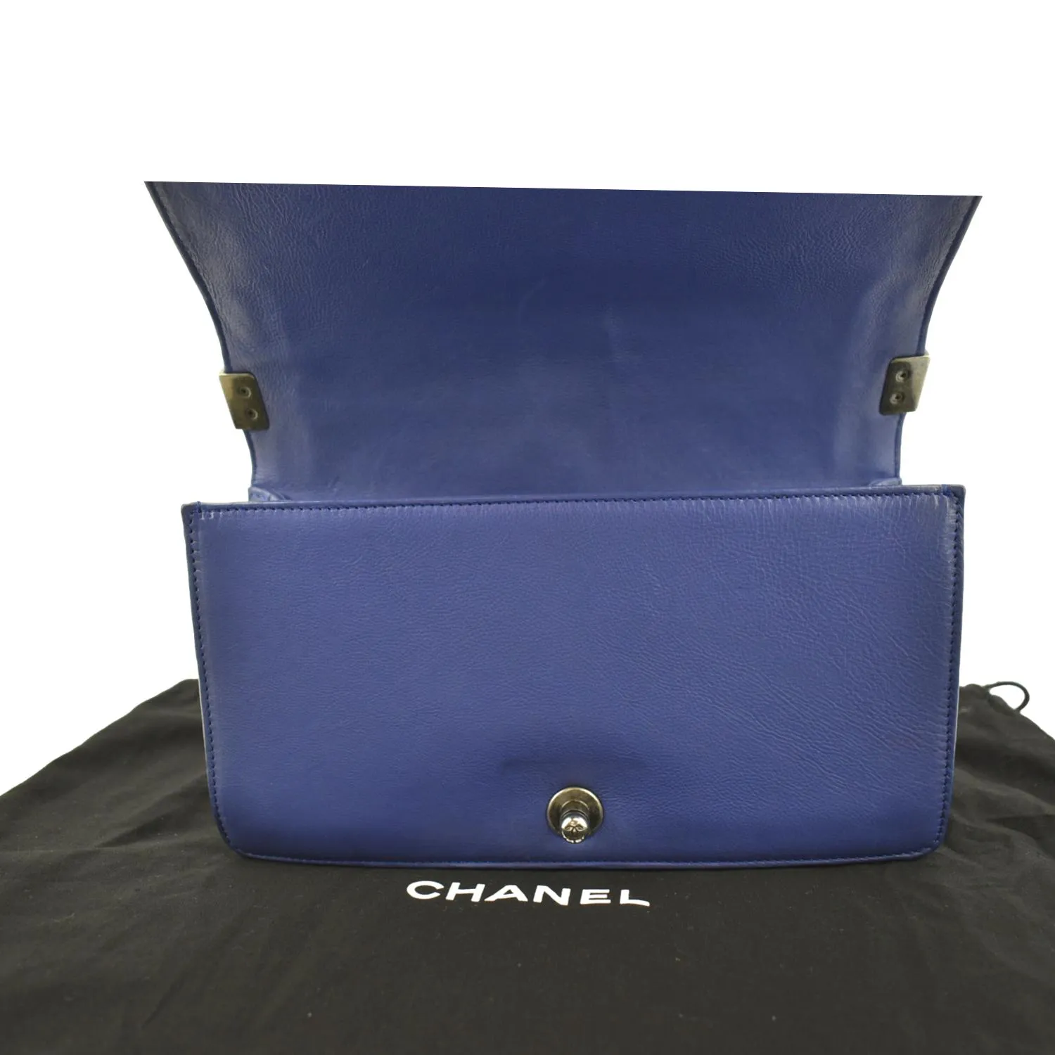 CHANEL Boy Flap Calf Leather Crossbody Bag Blue