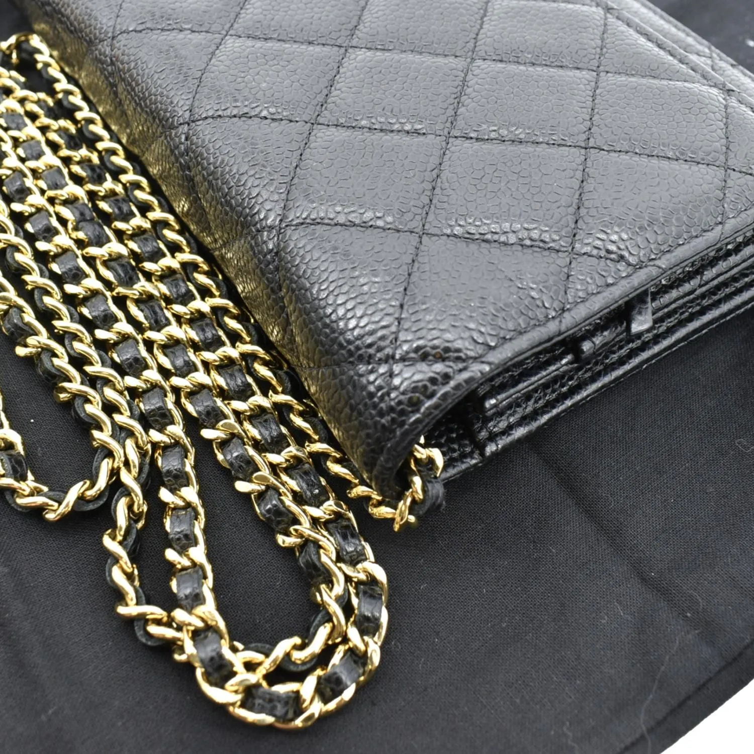 CHANEL Boy Woc Caviar Leather Wallet On Chain Clutch Bag Black