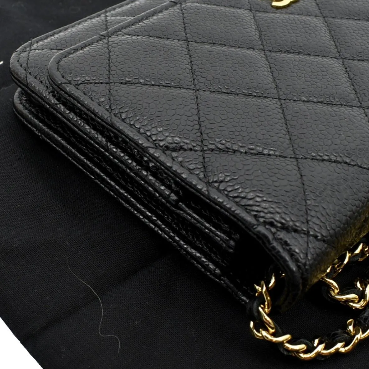CHANEL Boy Woc Caviar Leather Wallet On Chain Clutch Bag Black
