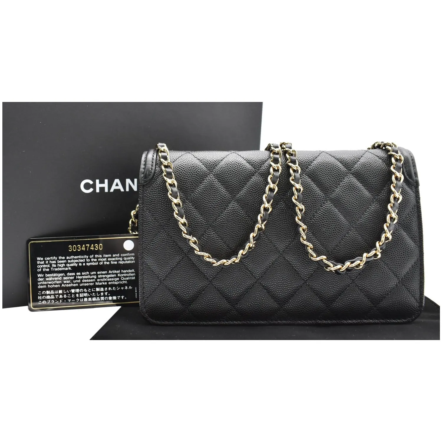 CHANEL CC Filigree Small Flap Caviar Leather Crossbody Bag Black