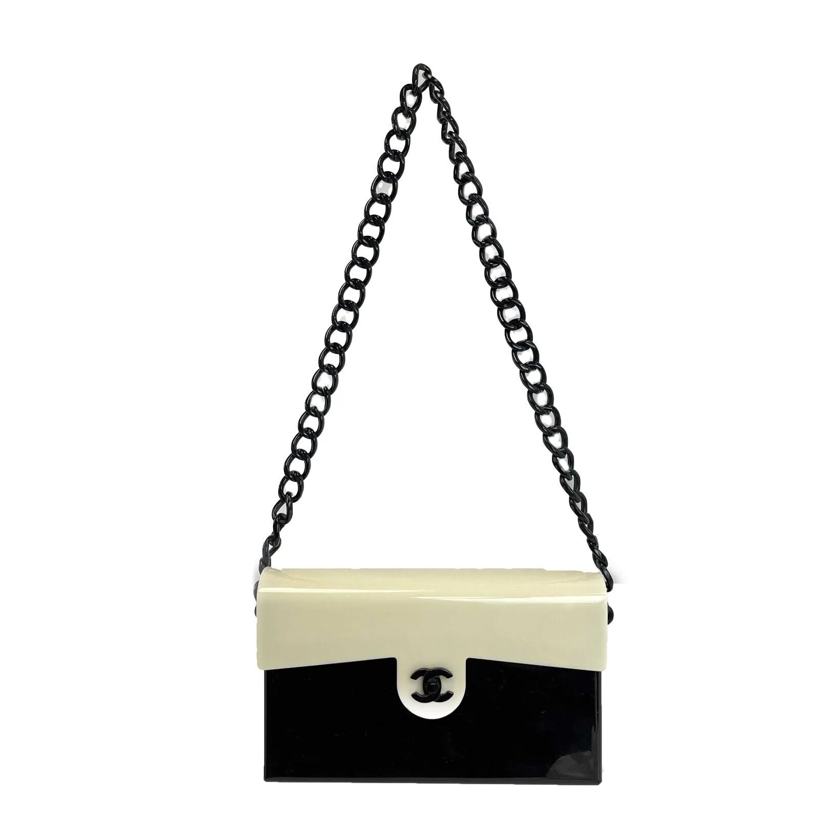 Chanel - CC Single Chain Shoulder Bag Plastic Bi-Color Shoulder Bag