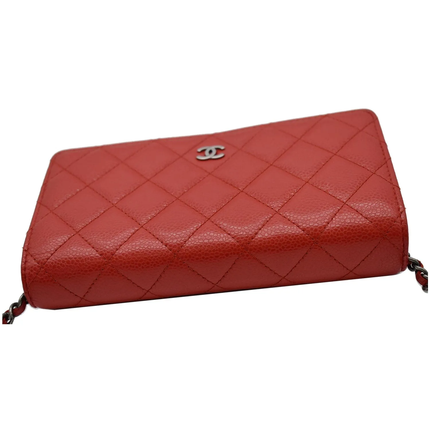 CHANEL CC WOC Caviar Leather Chain Crossbody Bag Red