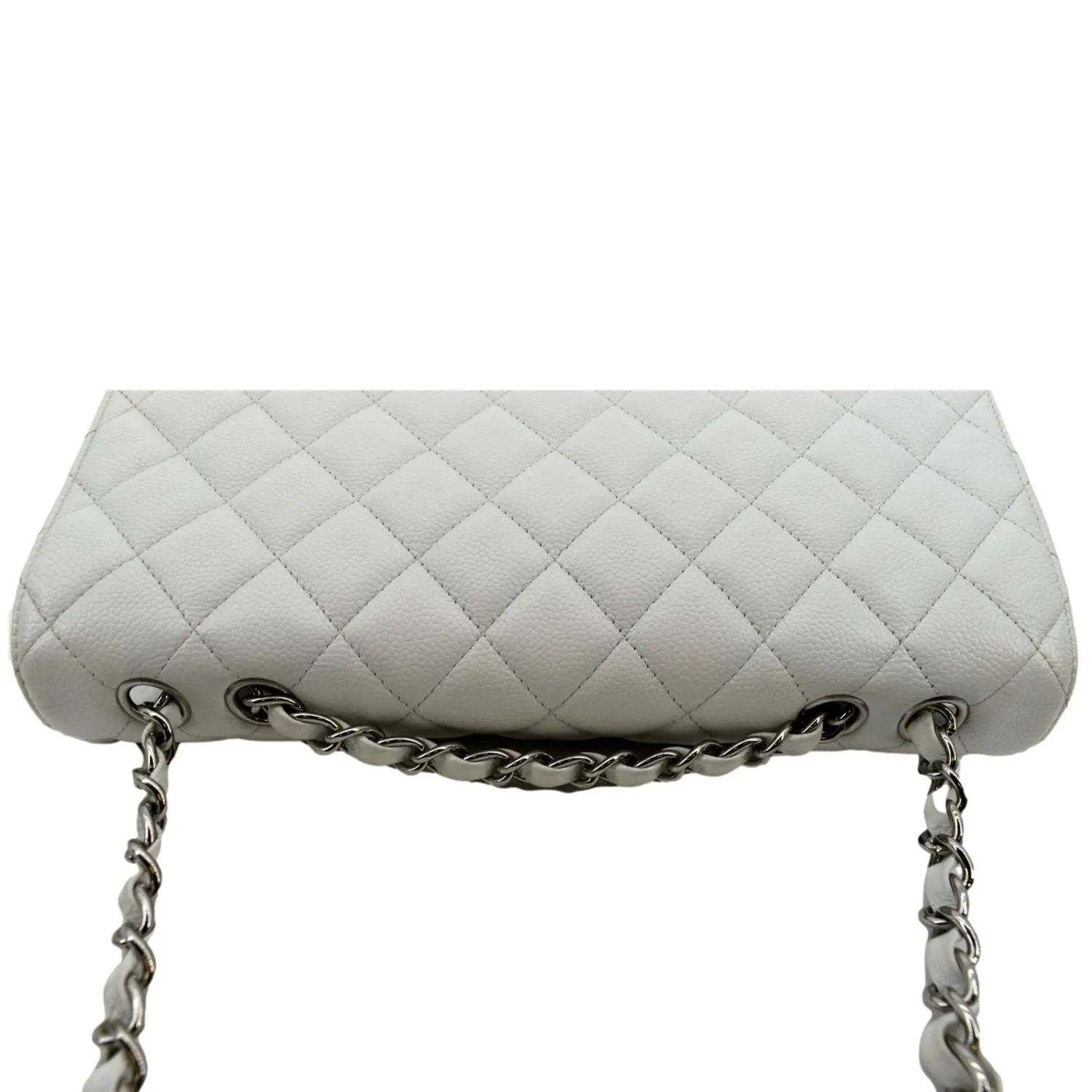 CHANEL Classic Jumbo Flap Caviar Leather Shoulder Bag White - Hot Deals
