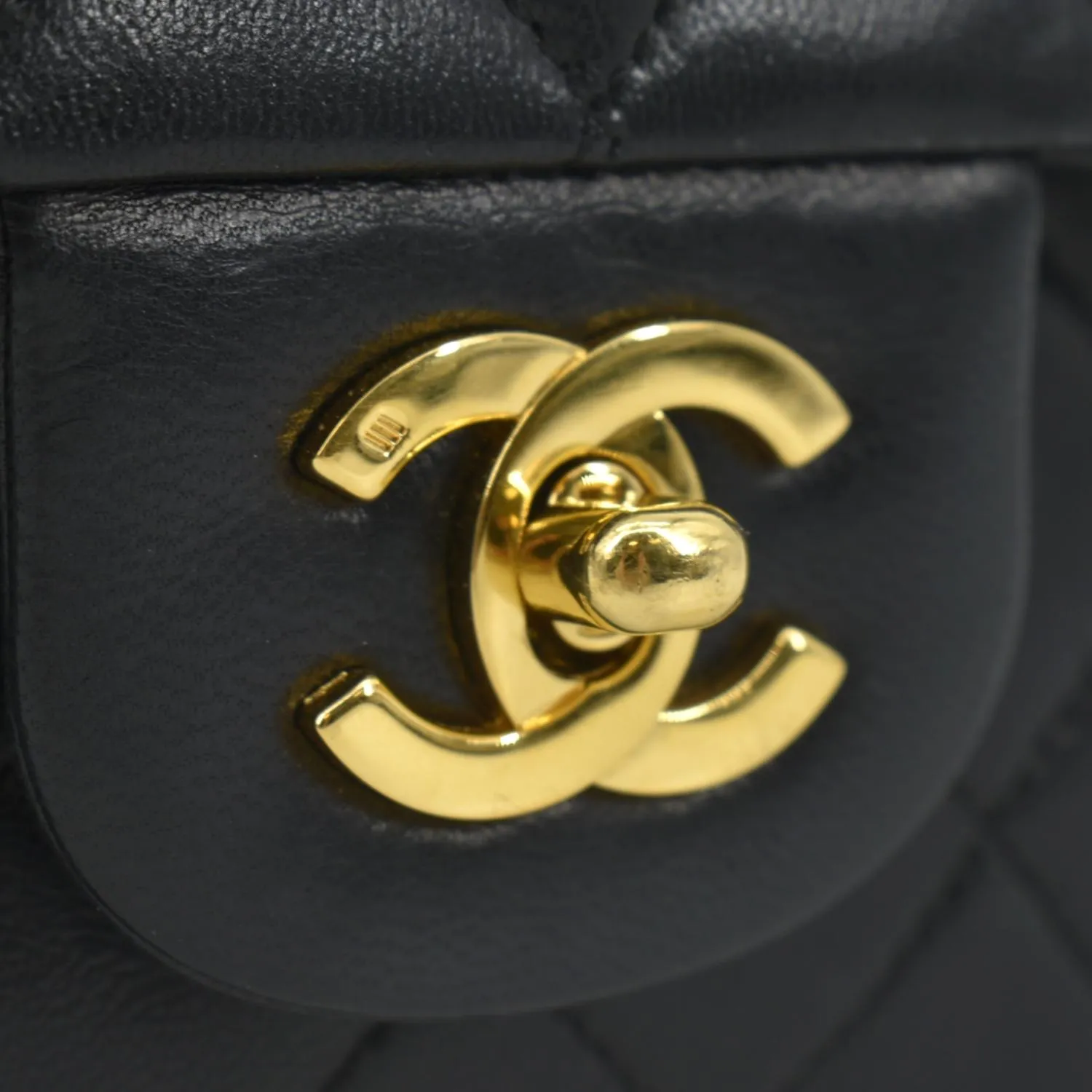 CHANEL Classic Medium Double Flap Leather Shoulder Bag Black