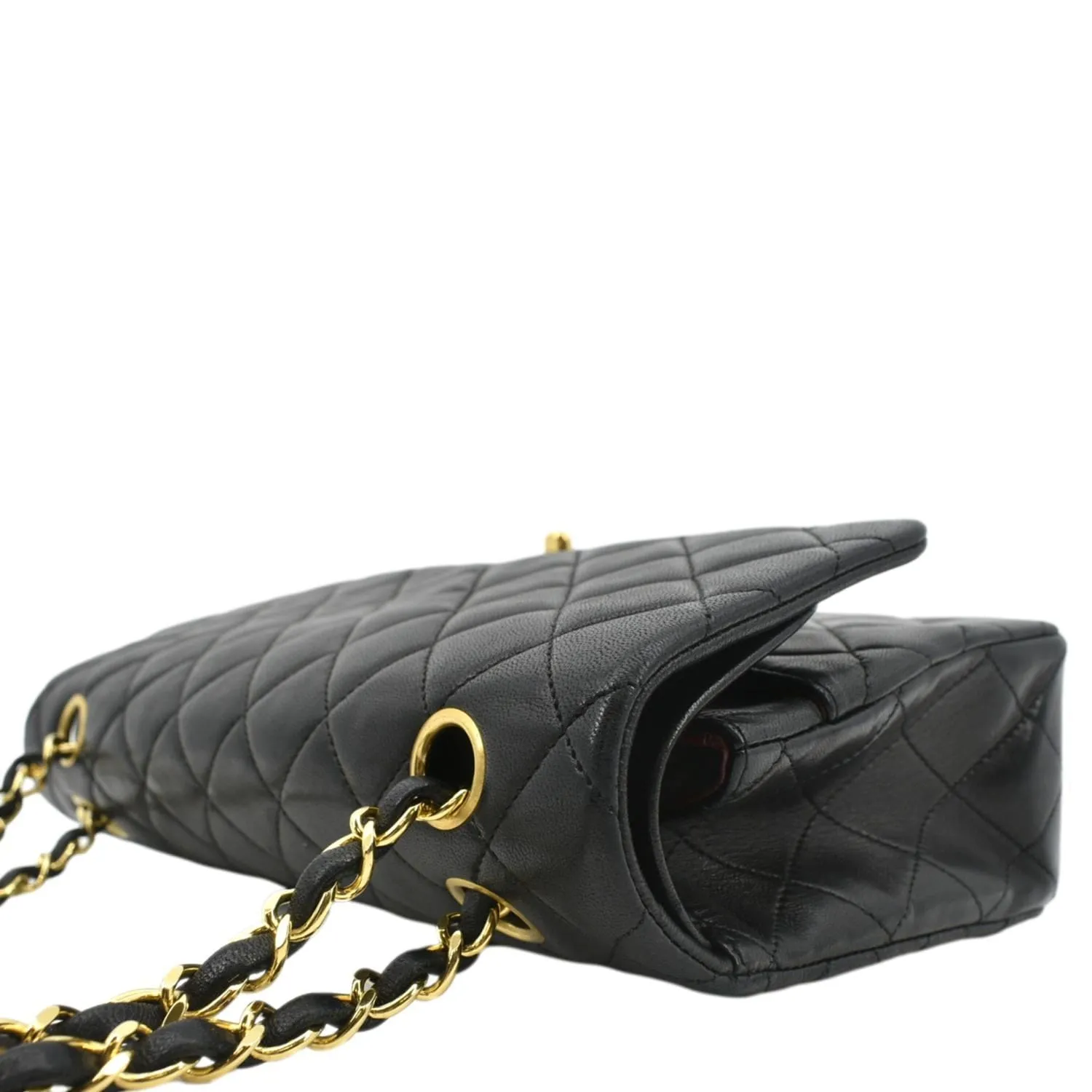 CHANEL Classic Medium Double Flap Leather Shoulder Bag Black