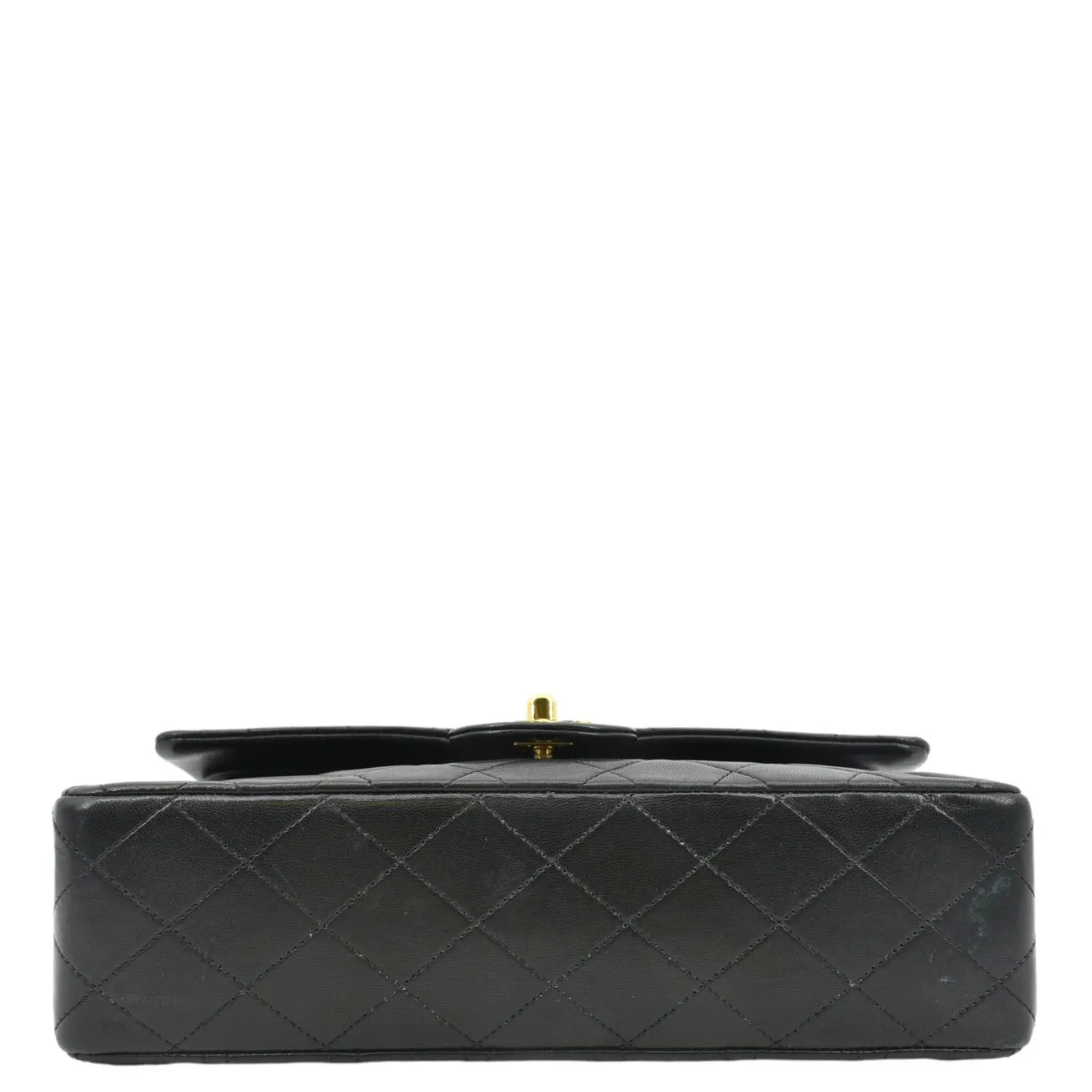 CHANEL Classic Medium Double Flap Leather Shoulder Bag Black