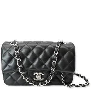 Chanel Classic Rectangle Flap Mini Lambskin Leather Crossbody Bag Black - Hot Deals