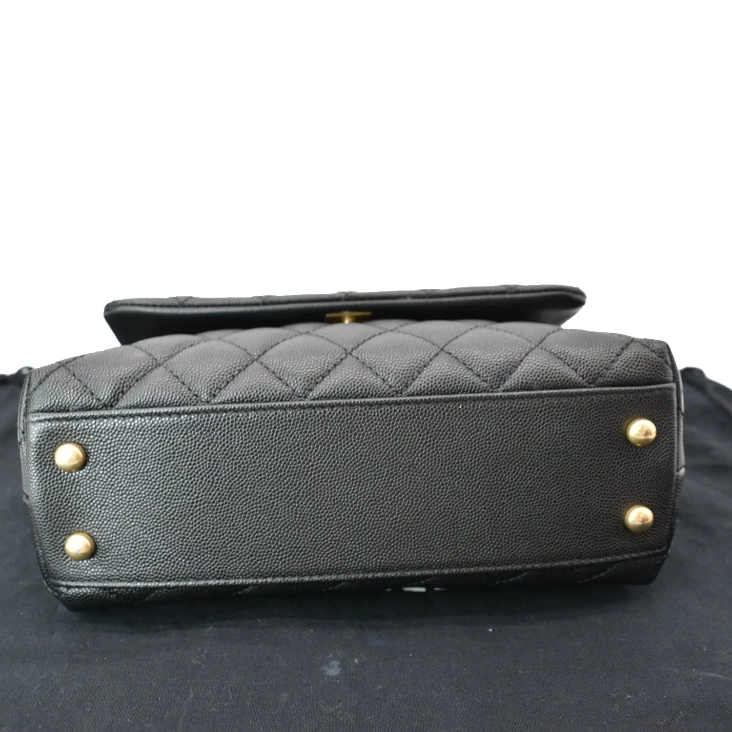 CHANEL Coco Mini Top Lizard Handle Caviar Leather Shoulder Bag Black