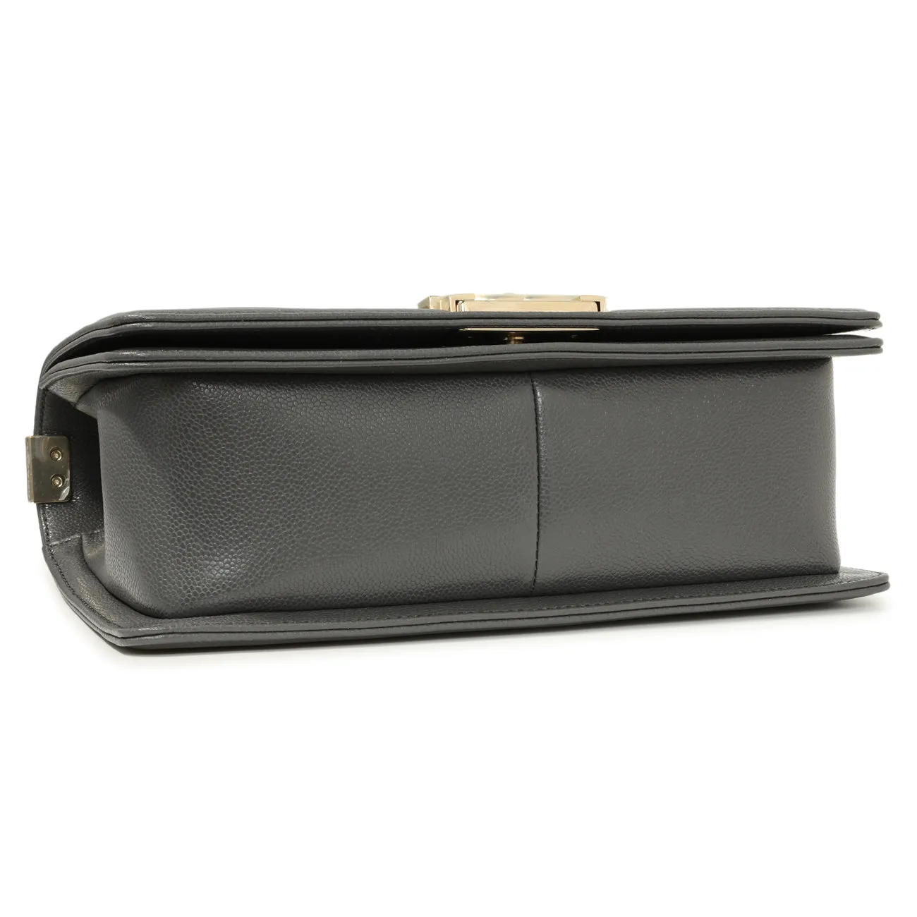 Chanel Dark Grey Quilted Caviar Medium Boy Bag