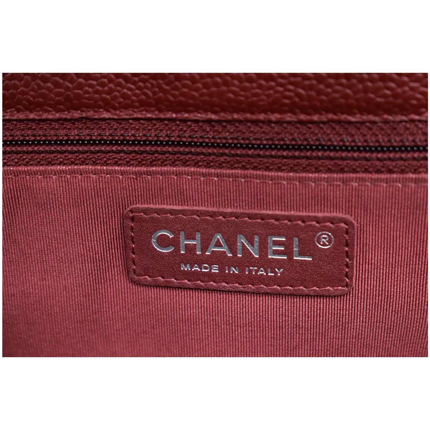 CHANEL Front Flap Pocket Quilted Caviar Leather Tote Shoulder Bag Red- 20% OFF