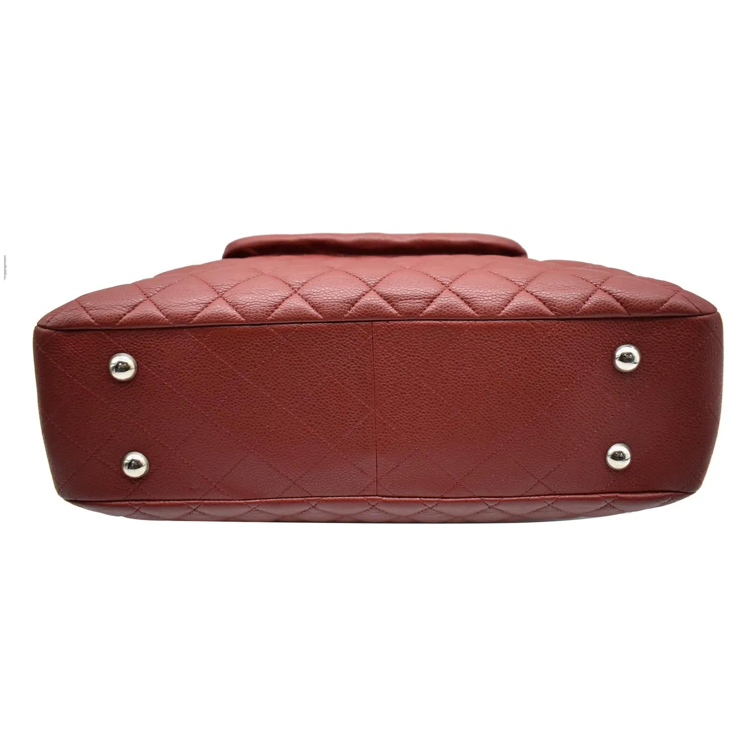 CHANEL Front Flap Pocket Quilted Caviar Leather Tote Shoulder Bag Red- 20% OFF