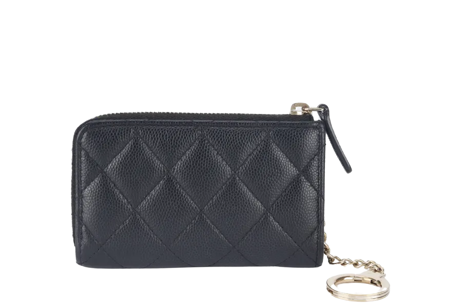 CHANEL L SHAPE ZIPPY CARD HOLDER (2836xxxx) BLACK CAVIAR LGHW NO CARD WITH BOX