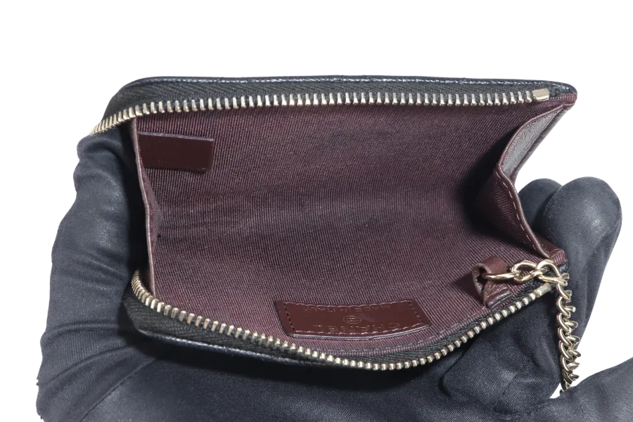 CHANEL L SHAPE ZIPPY CARD HOLDER (2836xxxx) BLACK CAVIAR LGHW NO CARD WITH BOX