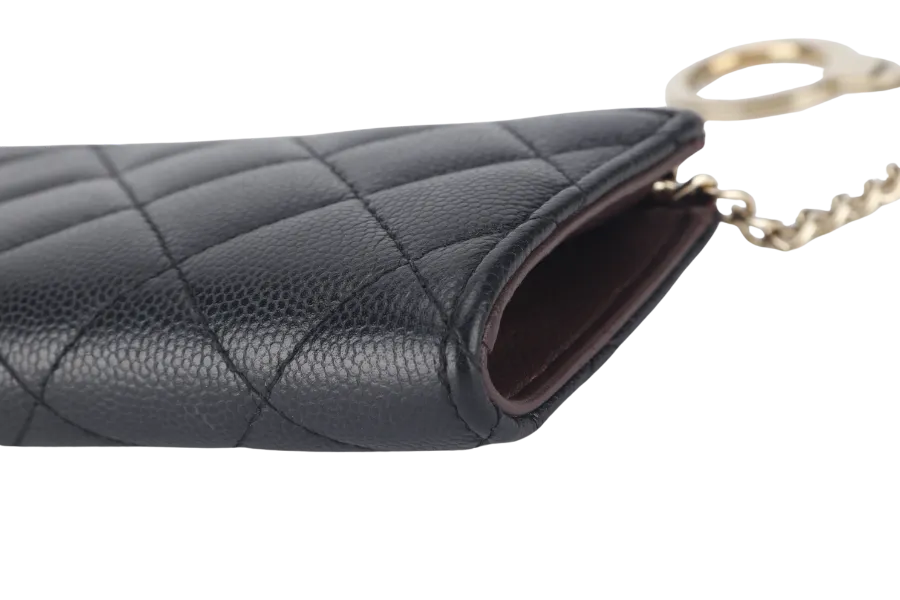CHANEL L SHAPE ZIPPY CARD HOLDER (2836xxxx) BLACK CAVIAR LGHW NO CARD WITH BOX