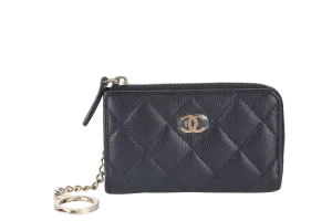 CHANEL L SHAPE ZIPPY CARD HOLDER (2836xxxx) BLACK CAVIAR LGHW NO CARD WITH BOX