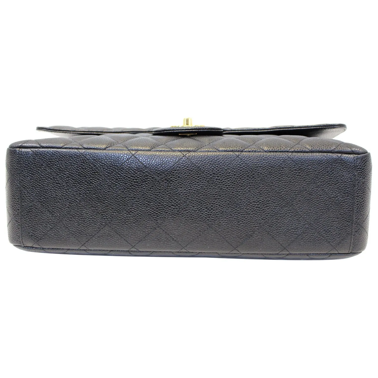 CHANEL Maxi Jumbo Classic Flap Caviar Leather Shoulder Bag Black
