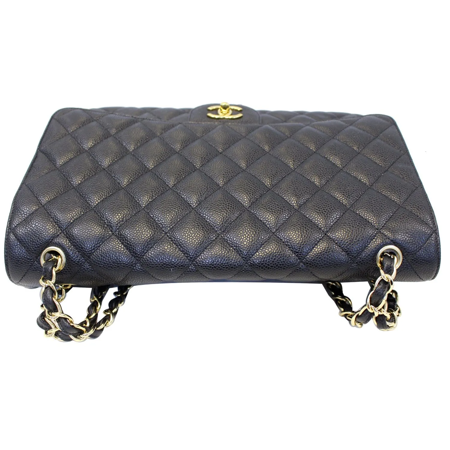 CHANEL Maxi Jumbo Classic Flap Caviar Leather Shoulder Bag Black