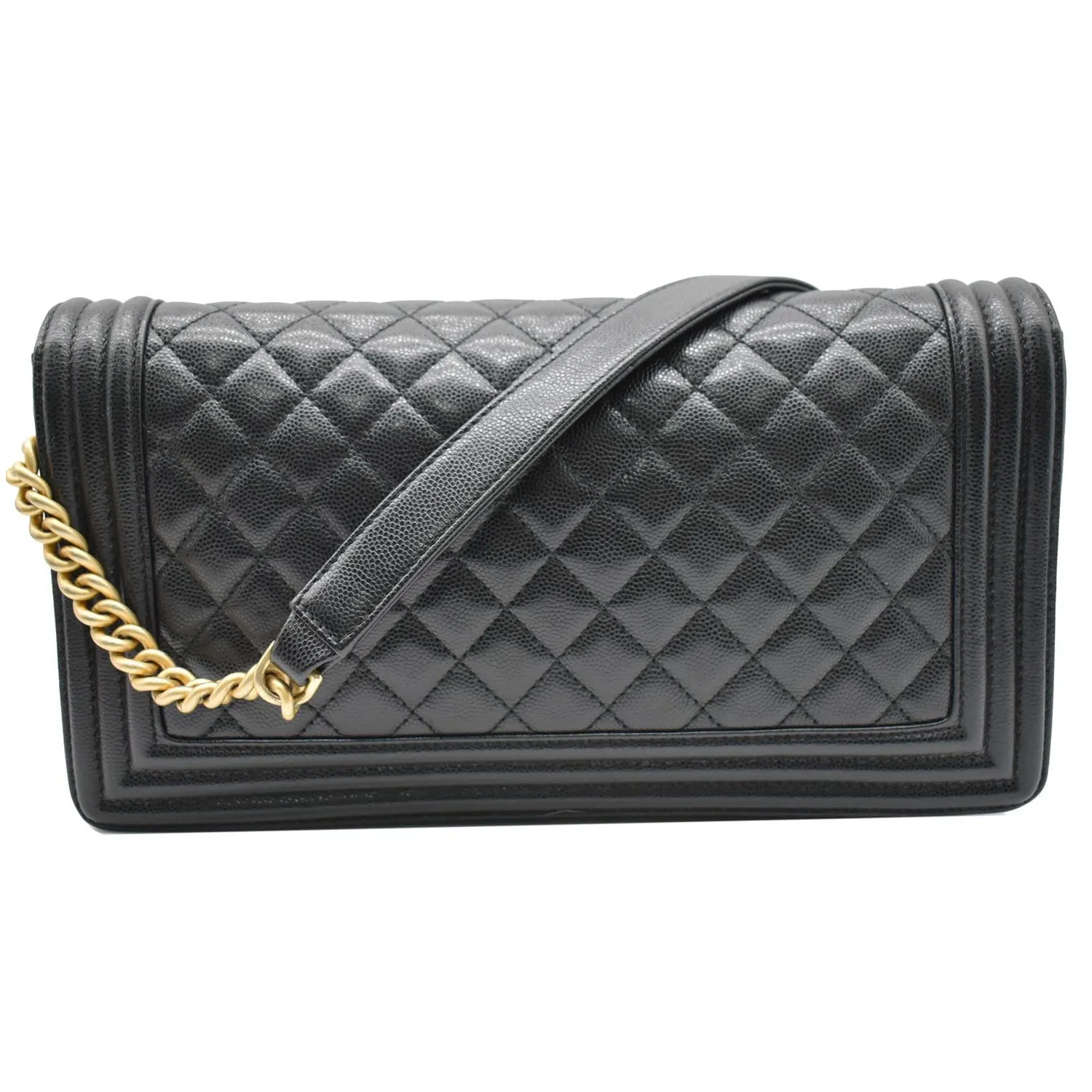 CHANEL Medium Boy Flap Caviar Leather Shoulder Bag Black