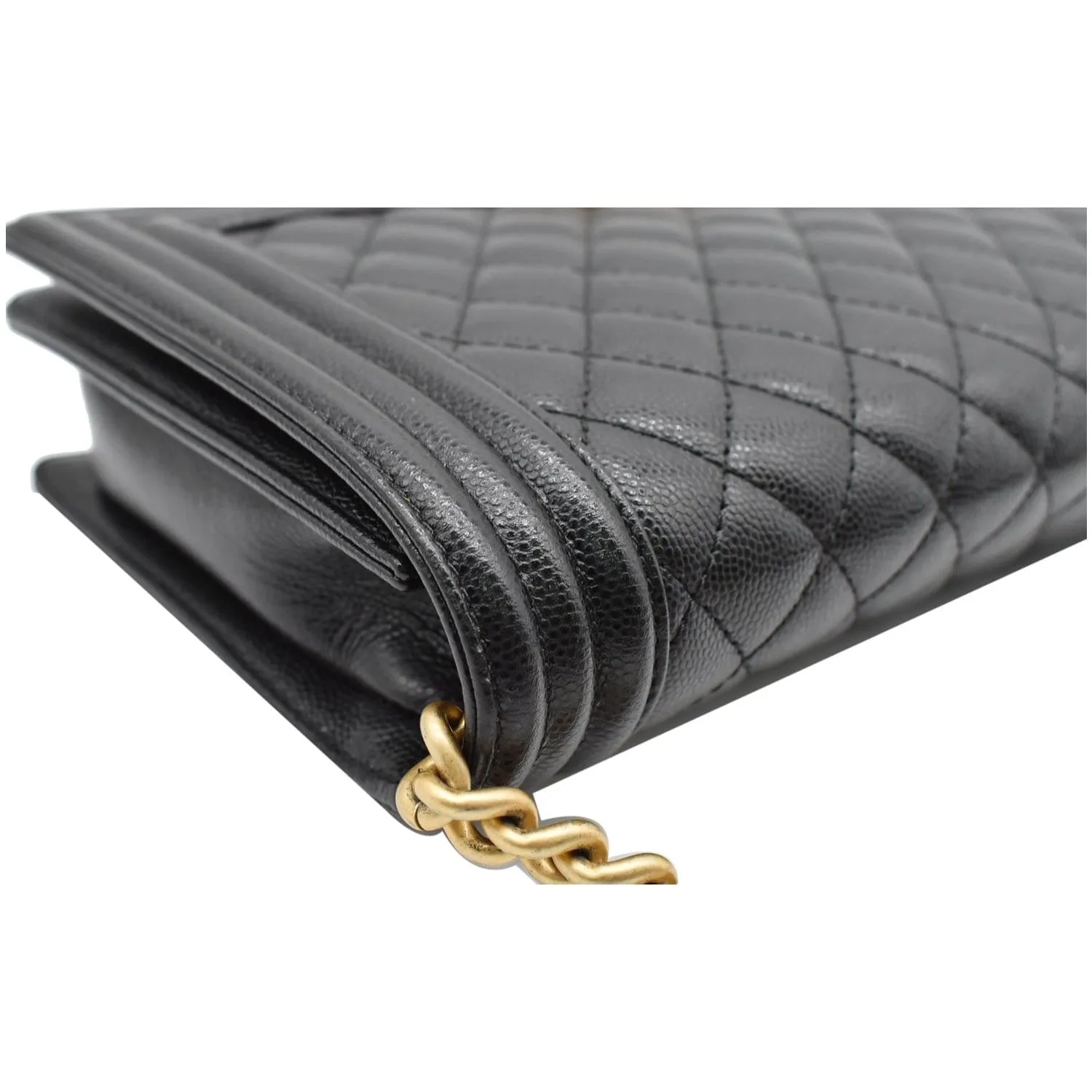 CHANEL Medium Boy Flap Caviar Leather Shoulder Bag Black