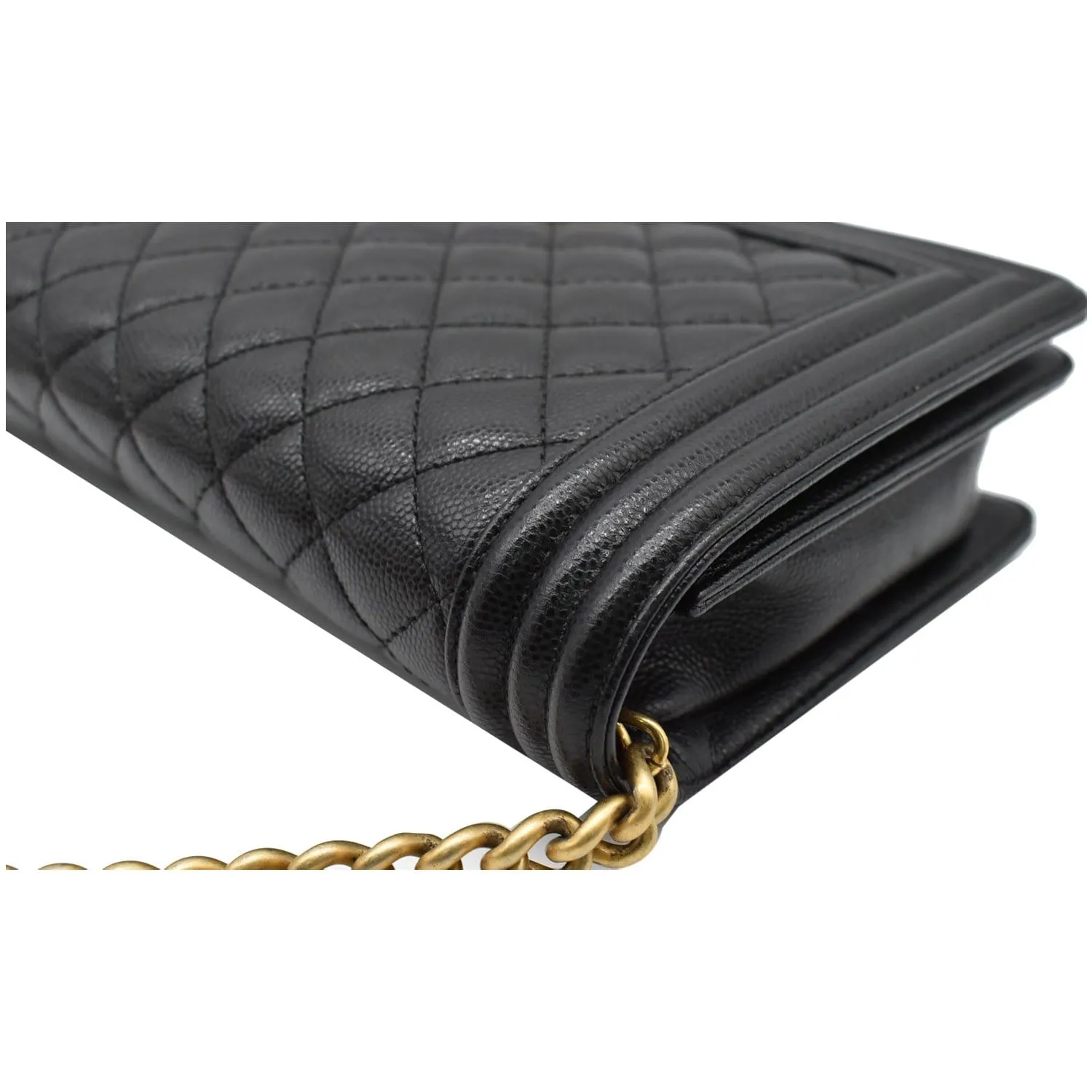 CHANEL Medium Boy Flap Caviar Leather Shoulder Bag Black